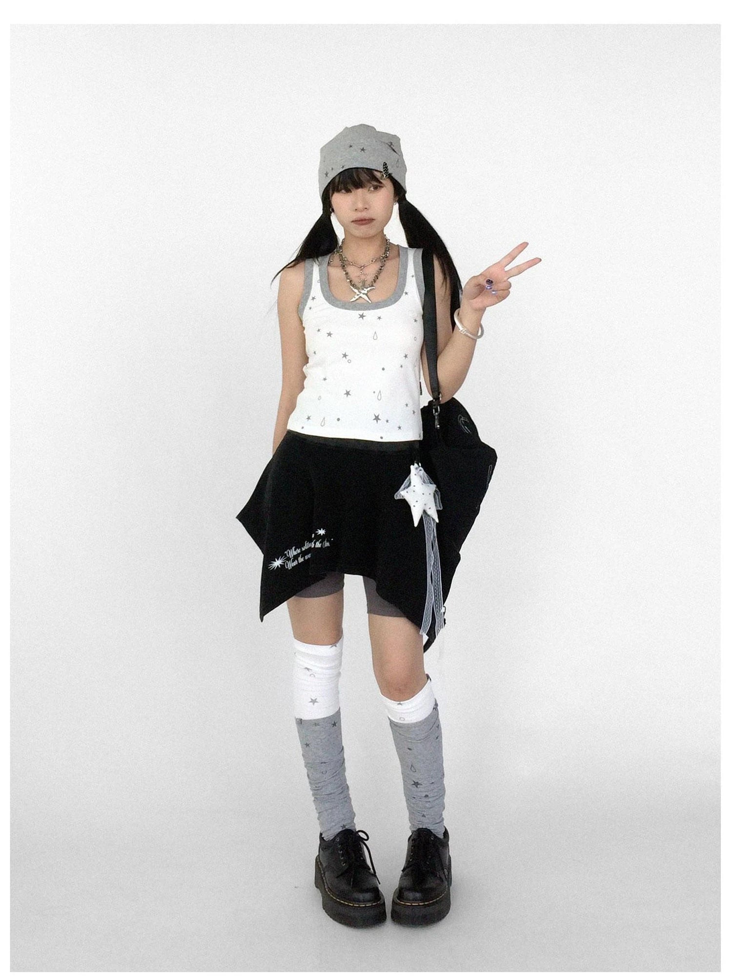 Stretch Knit Star Tear Drop Print Sock Leg Warmers