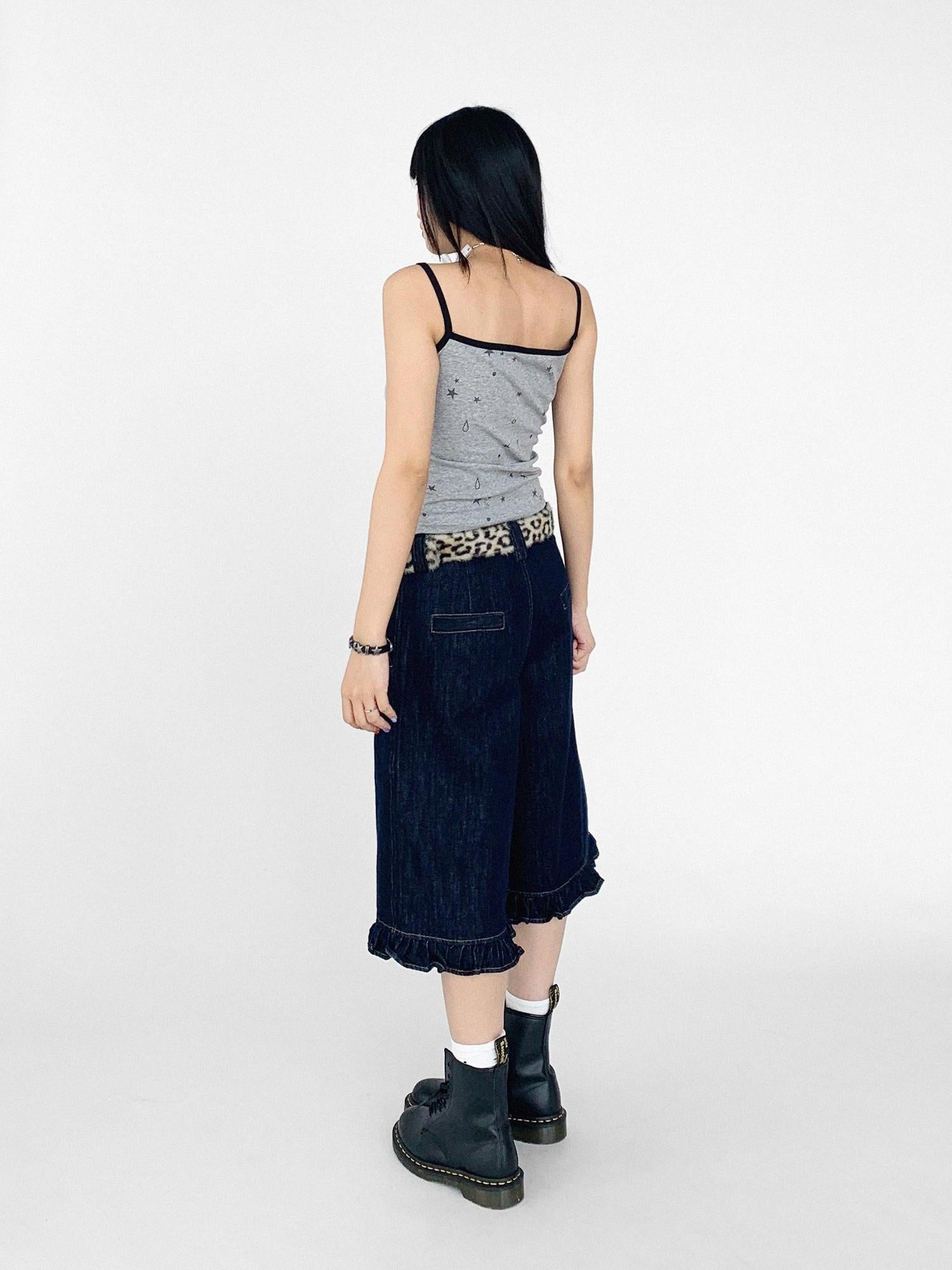 innomoood Stretch Knit Star Tears Print Slimming Camisole
