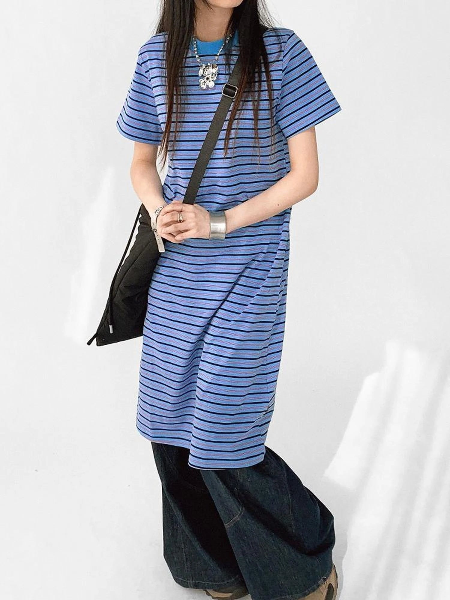 Striped Knit T-shirt Dress