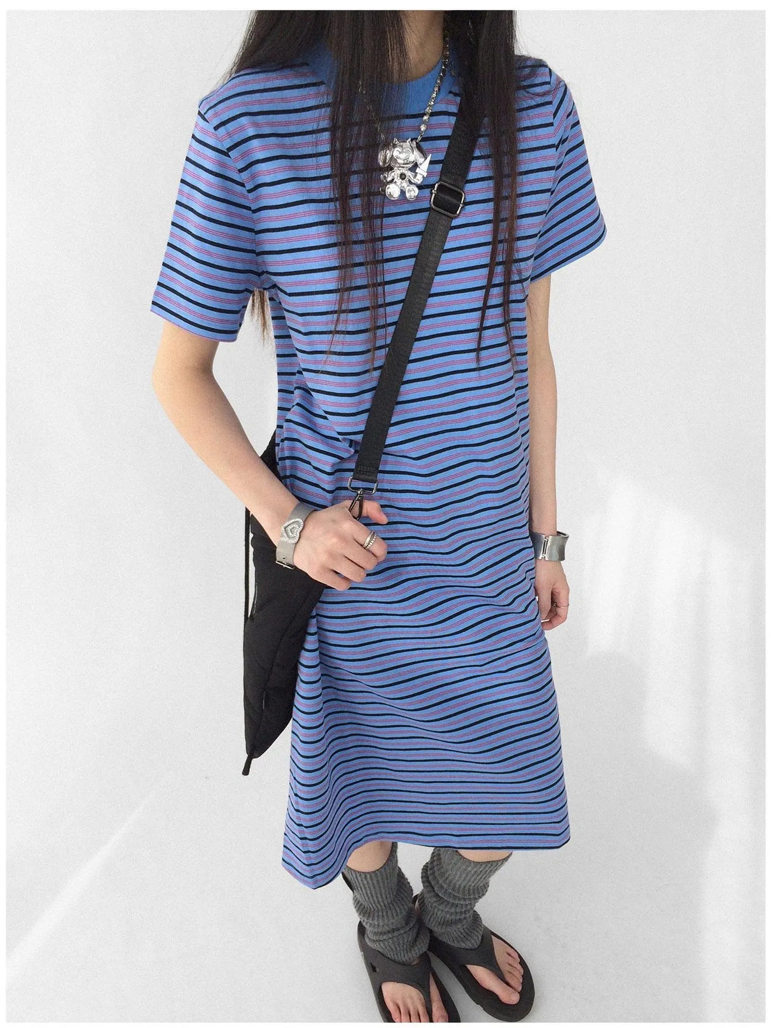 Striped Knit T-shirt Dress