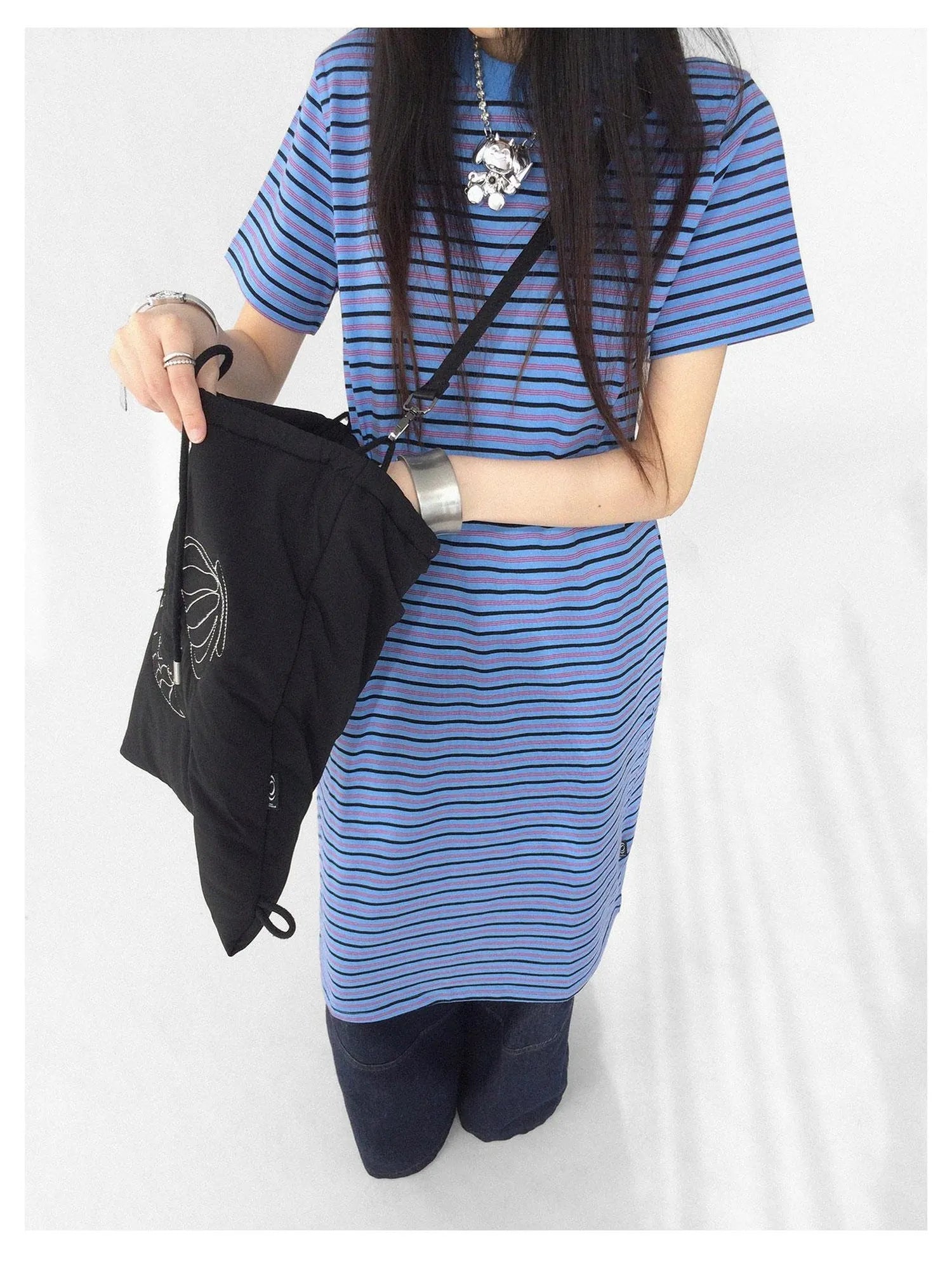 Striped Knit T-shirt Dress