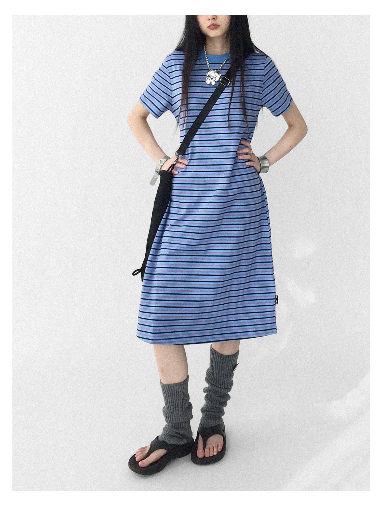 innomoood Striped Knit T-shirt Dress
