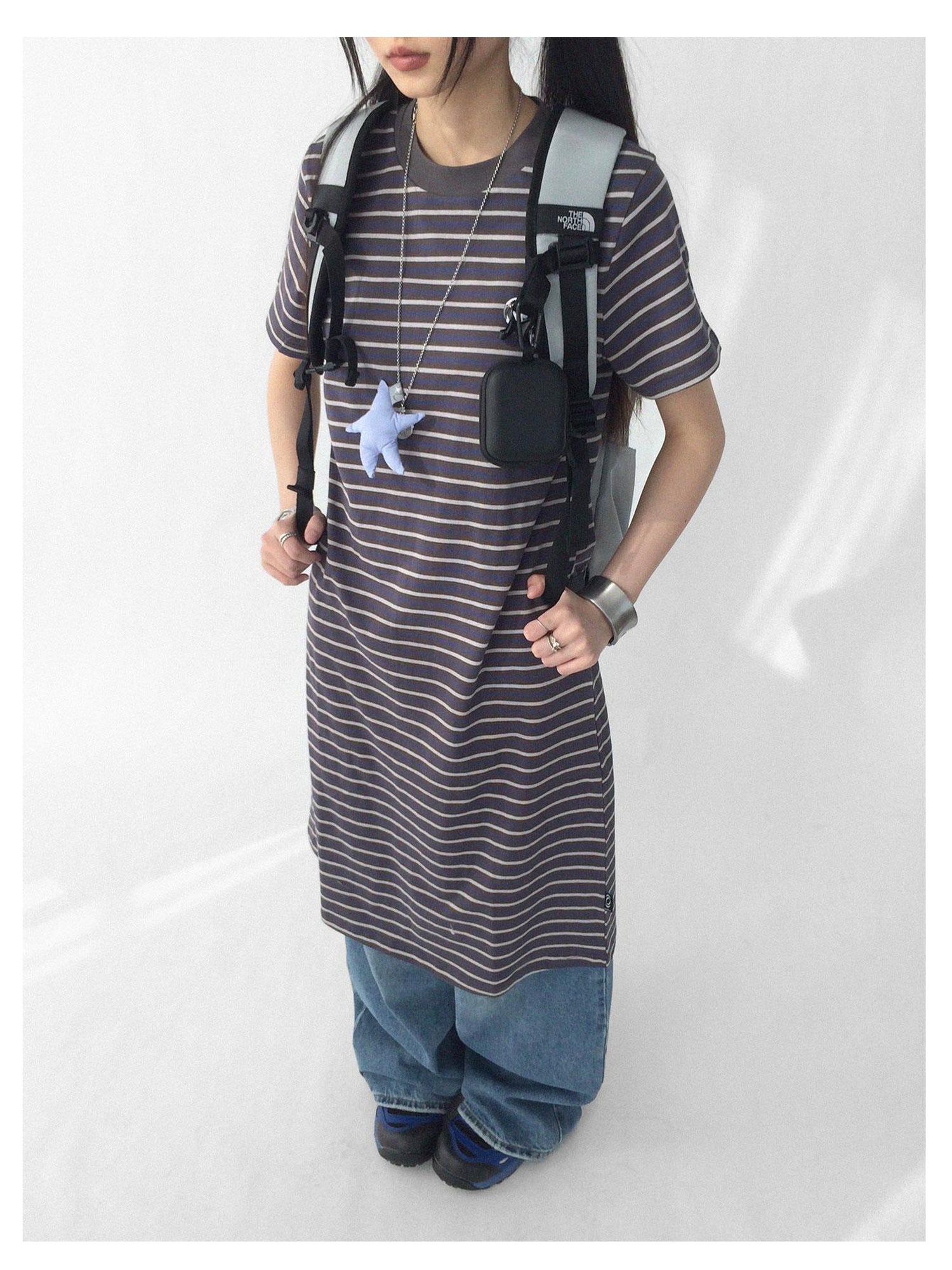 innomoood Striped Knit T-shirt Dress
