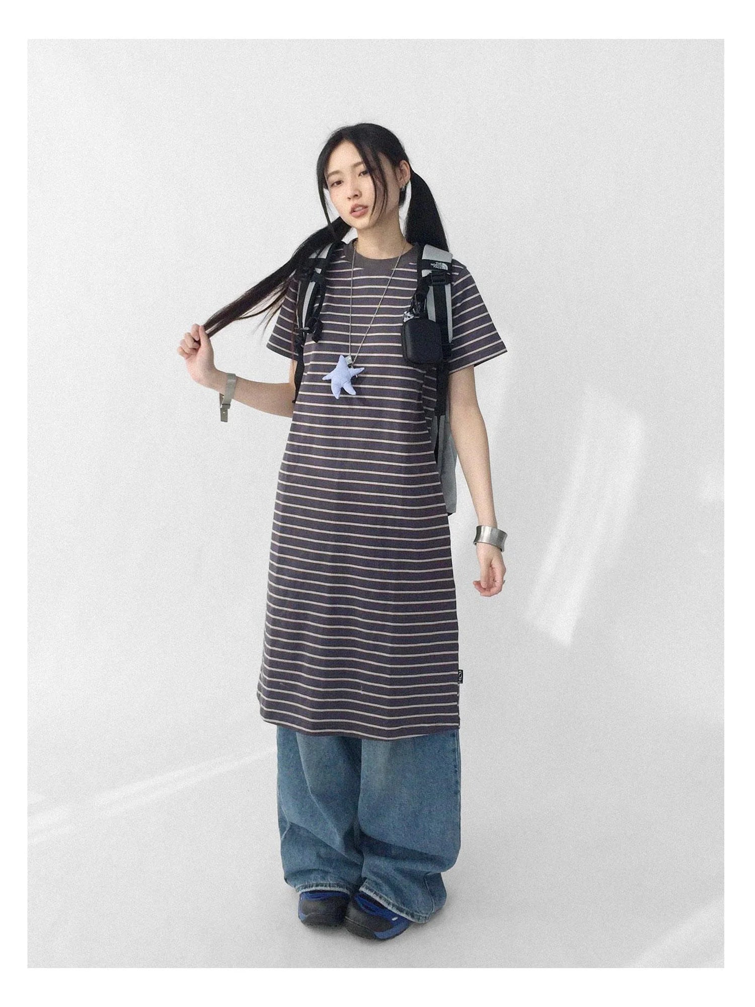 Striped Knit T-shirt Dress