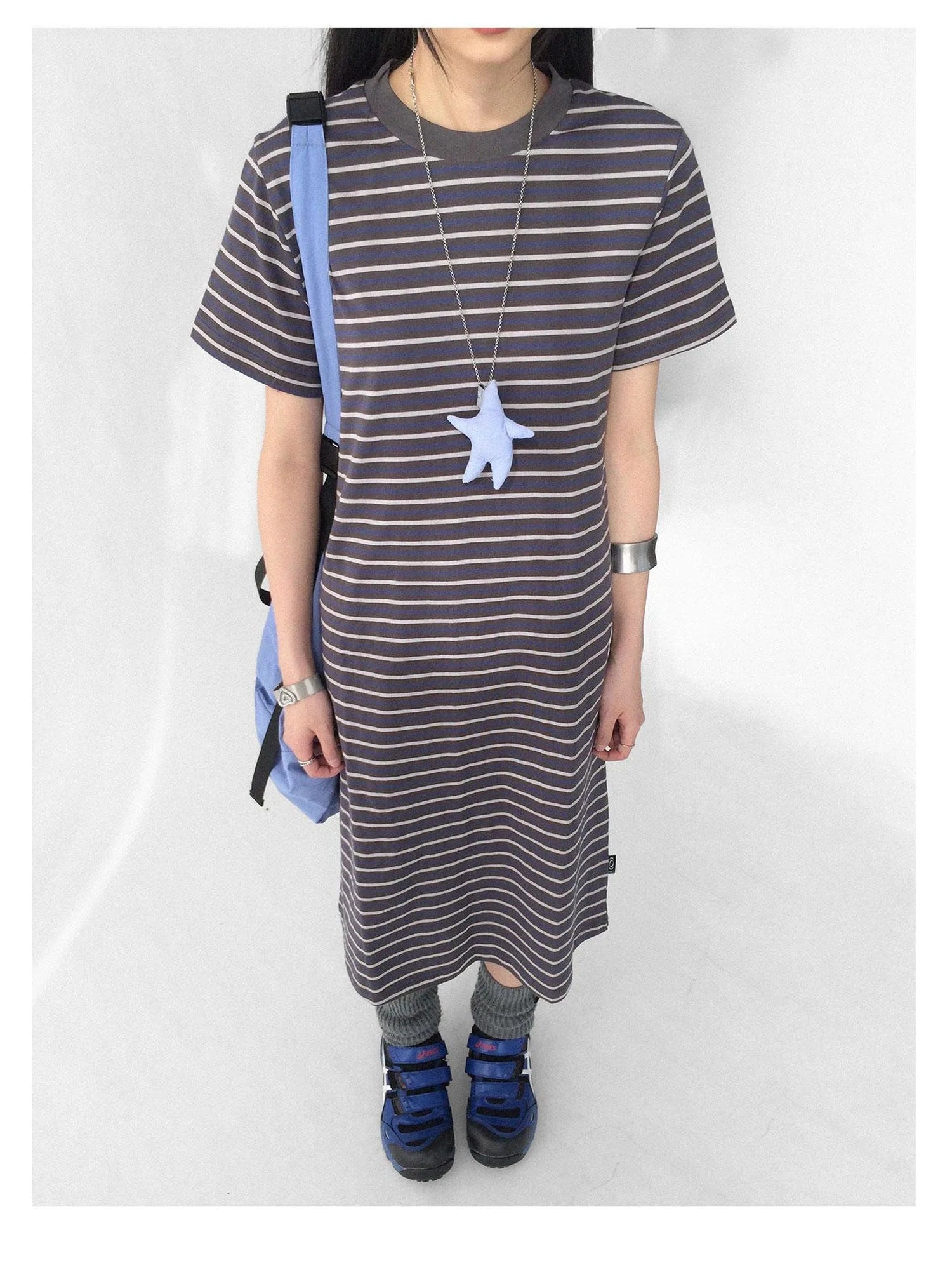 Striped Knit T-shirt Dress