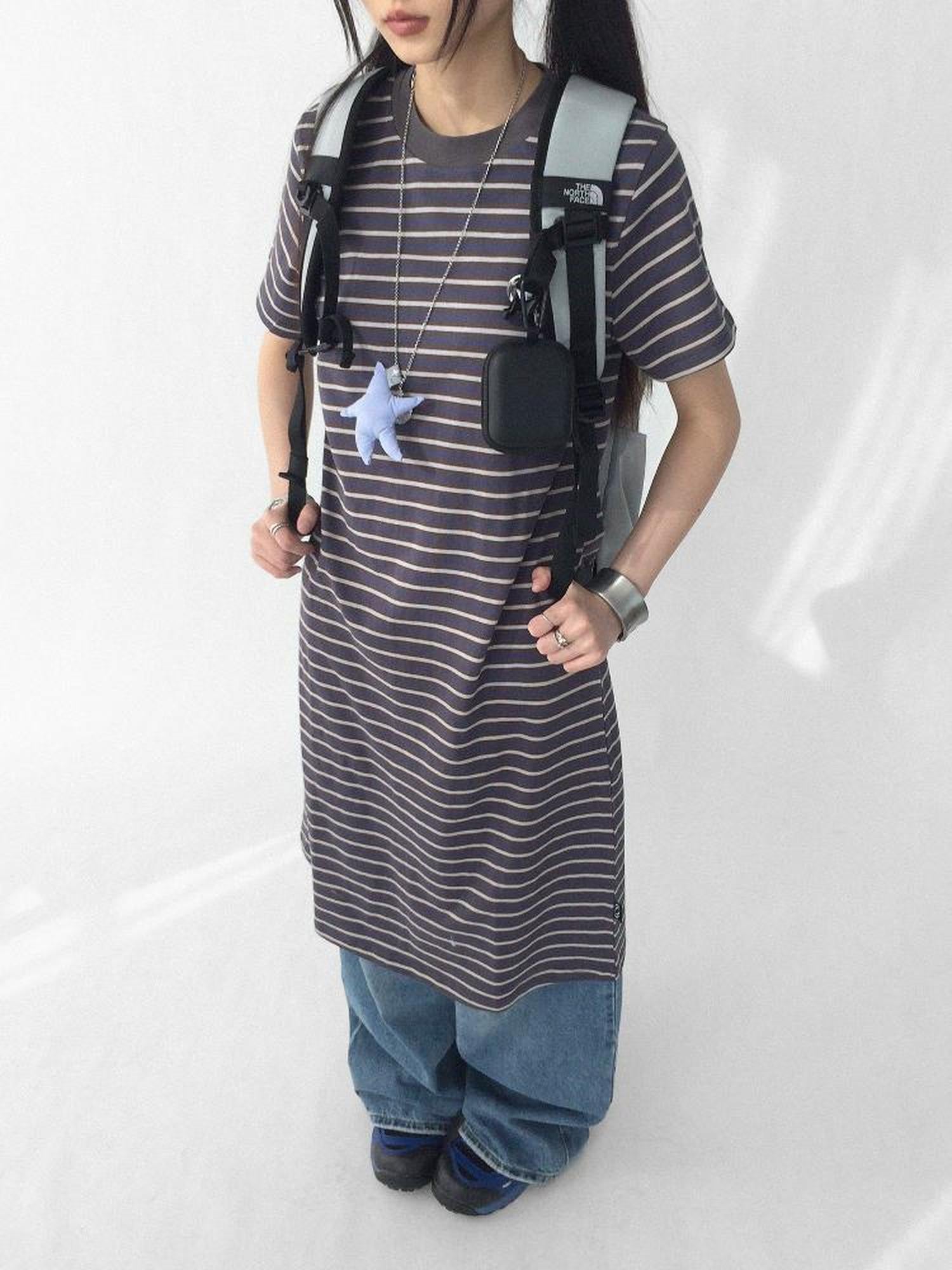 innomoood Striped Knit T-shirt Dress