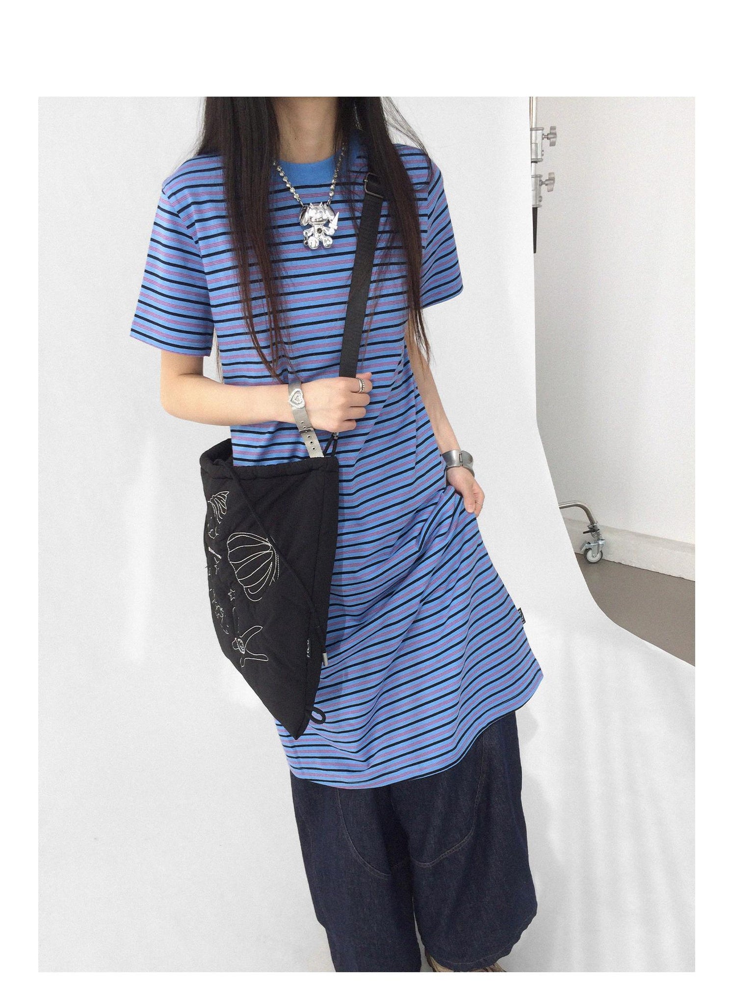 innomoood Striped Knit T-shirt Dress