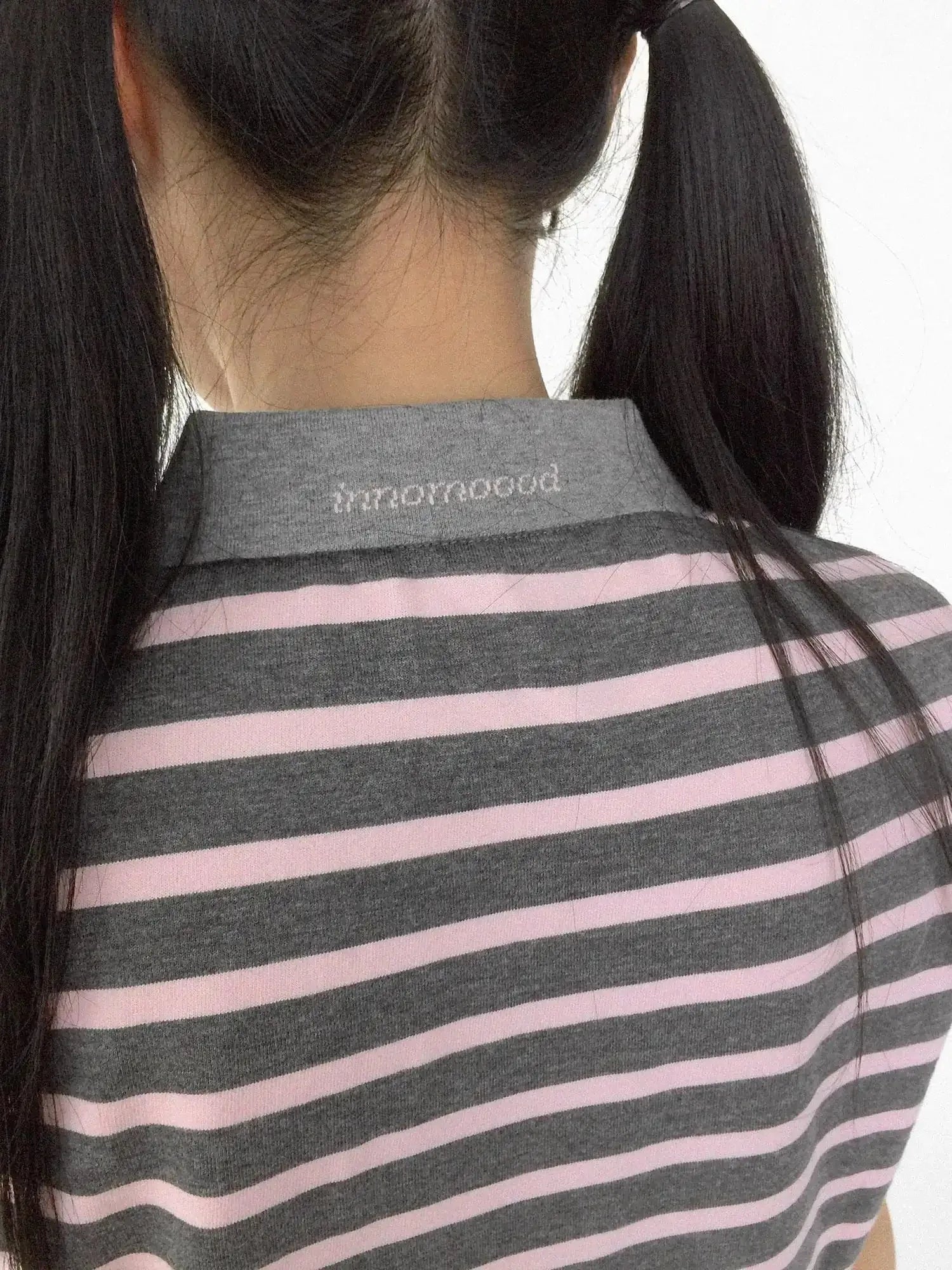 Striped Polo Star Print Collar Relaxed Fit Tee