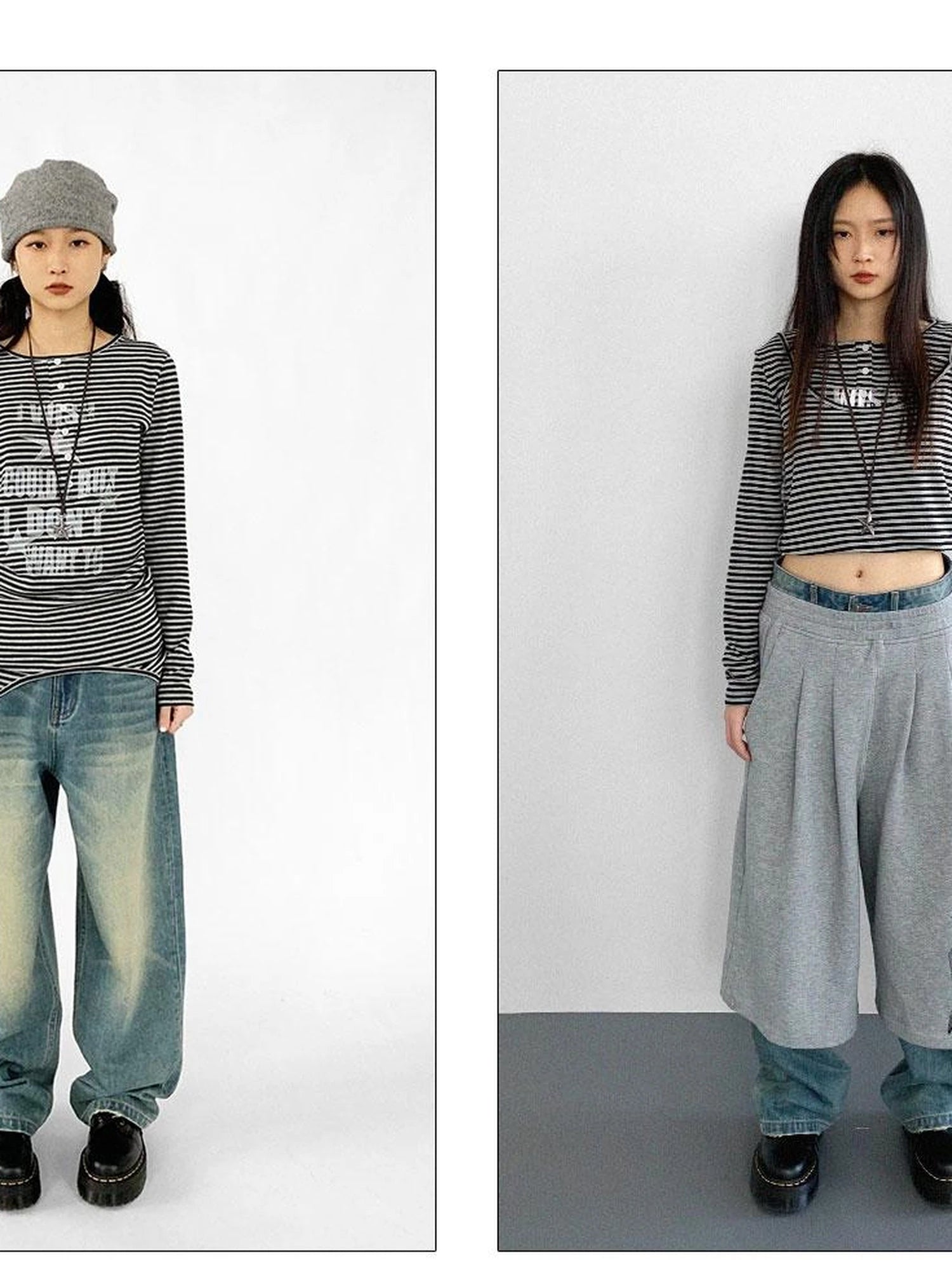 Striped Print Star Long Sleeve Tee Multi Way Stretch Y2K Top