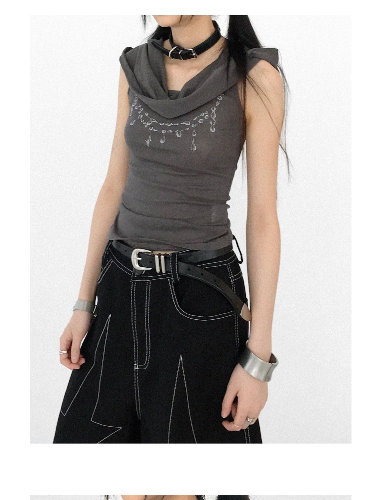 innomoood Tear Drop Hooded Dune Vest