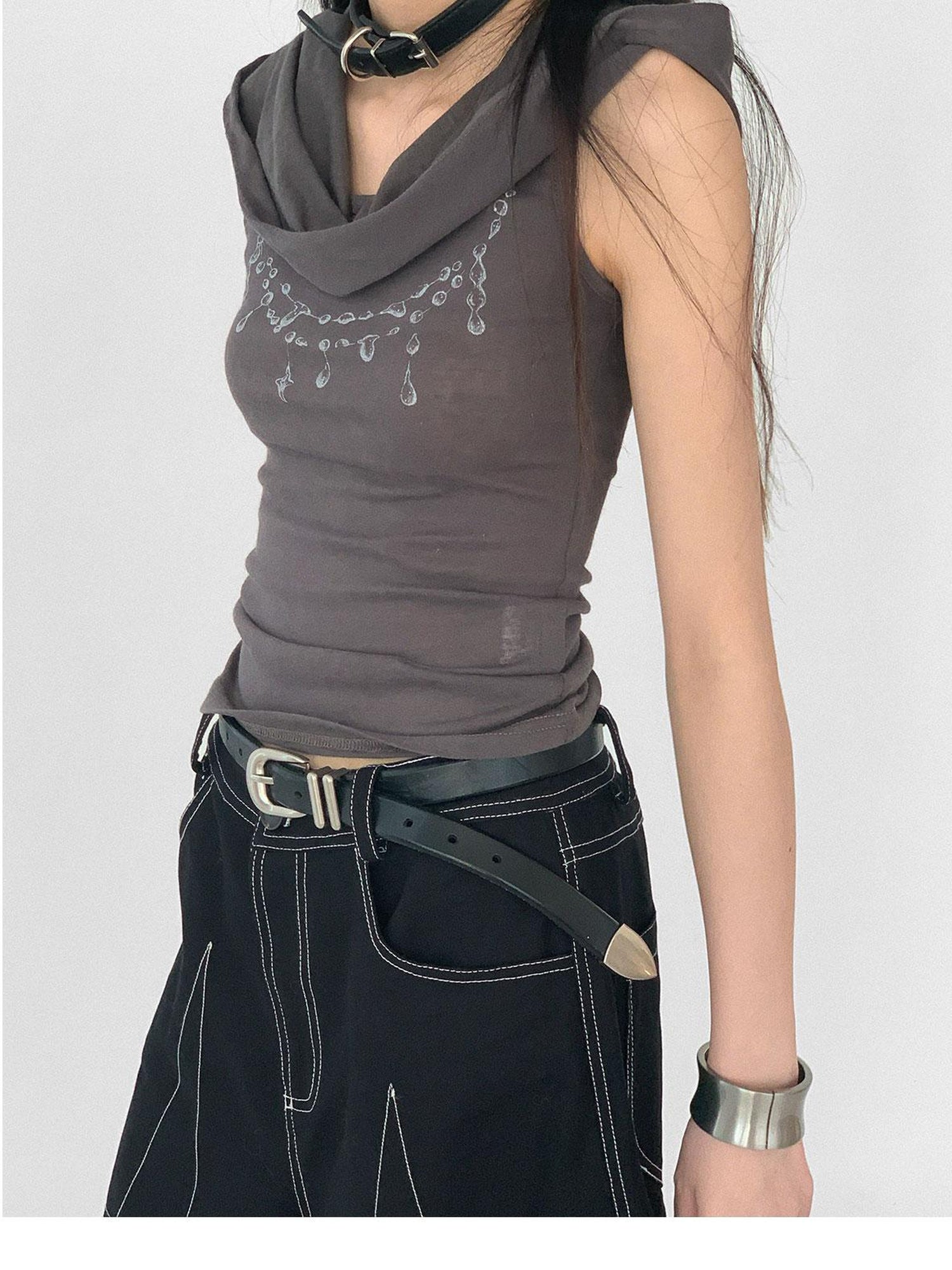 innomoood Tear Drop Hooded Dune Vest