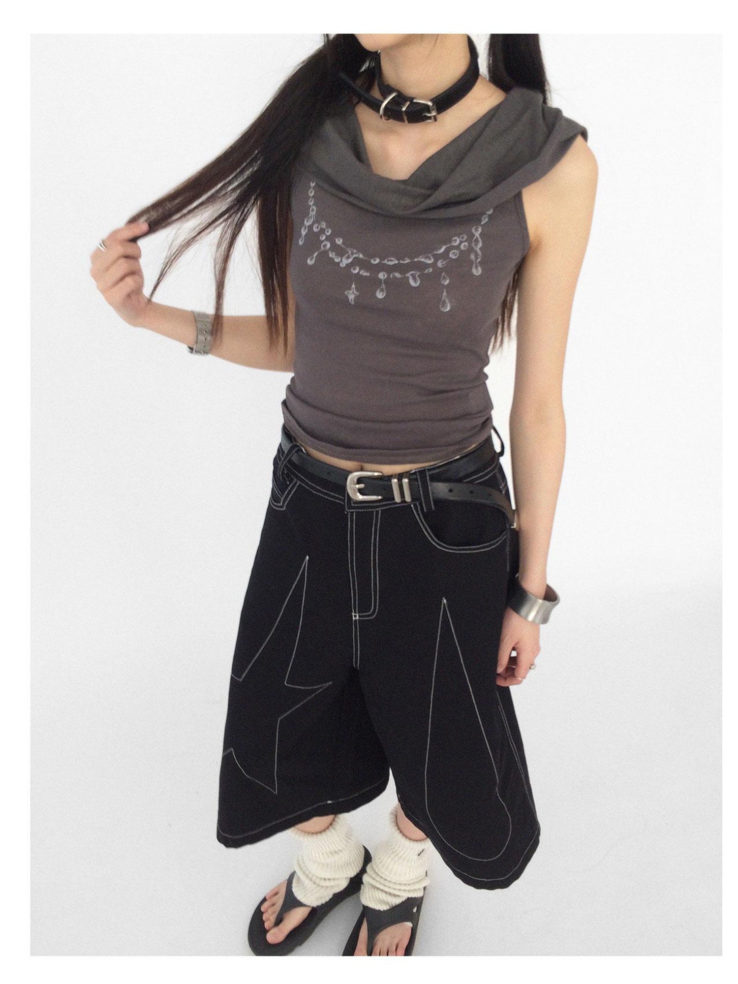 innomoood Tear Drop Hooded Dune Vest