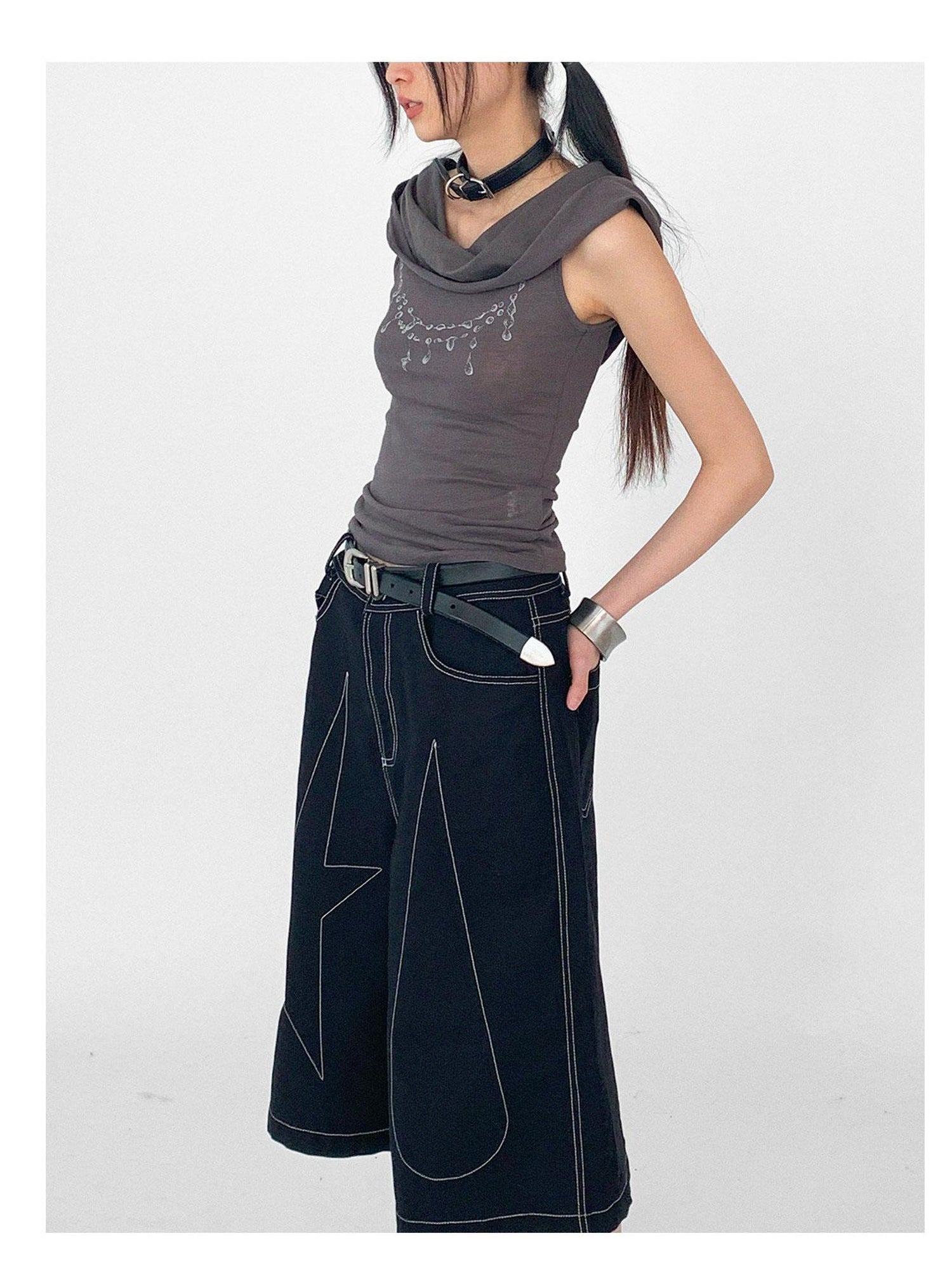 innomoood Tear Drop Hooded Dune Vest