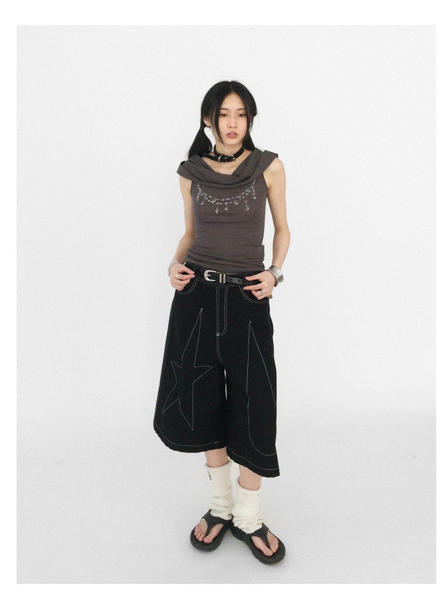 innomoood Tear Drop Hooded Dune Vest