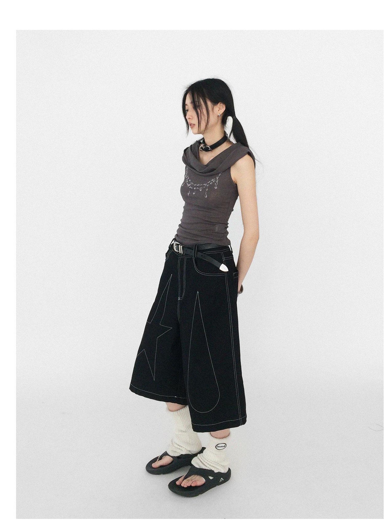 innomoood Tear Drop Hooded Dune Vest
