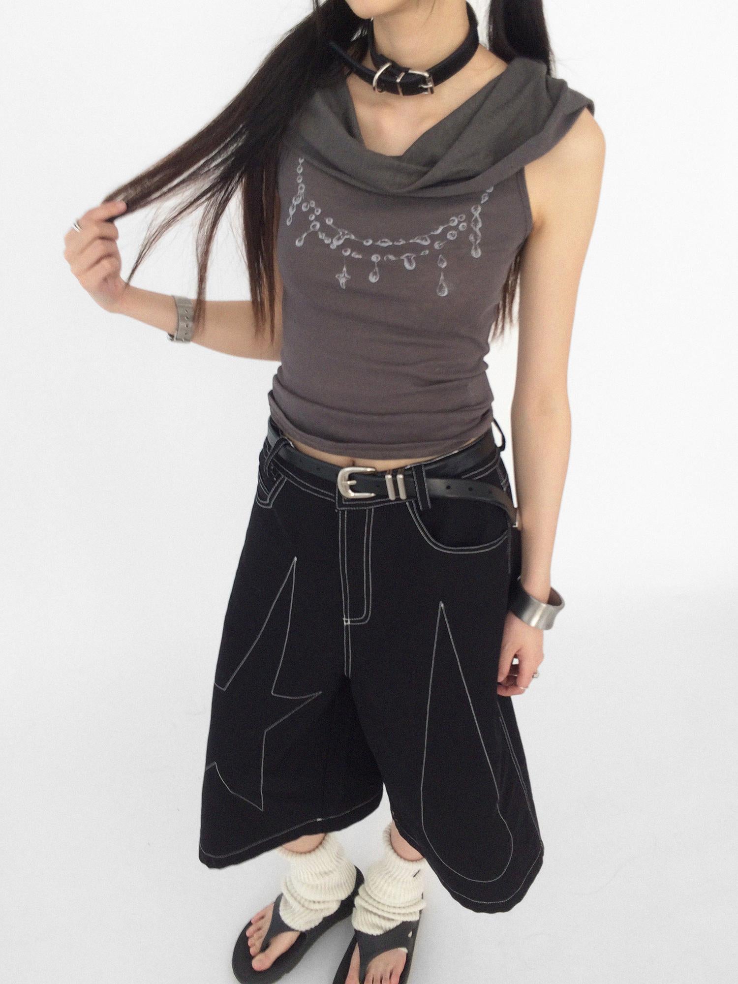 innomoood Tear Drop Hooded Dune Vest