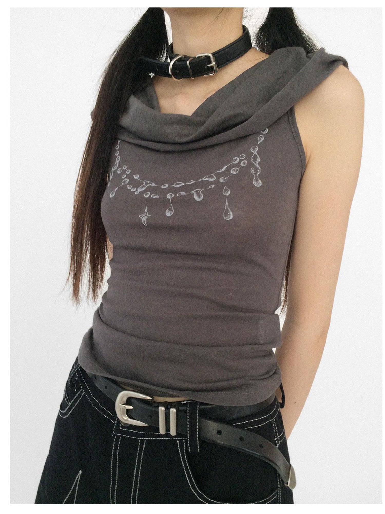 innomoood Tear Drop Hooded Dune Vest