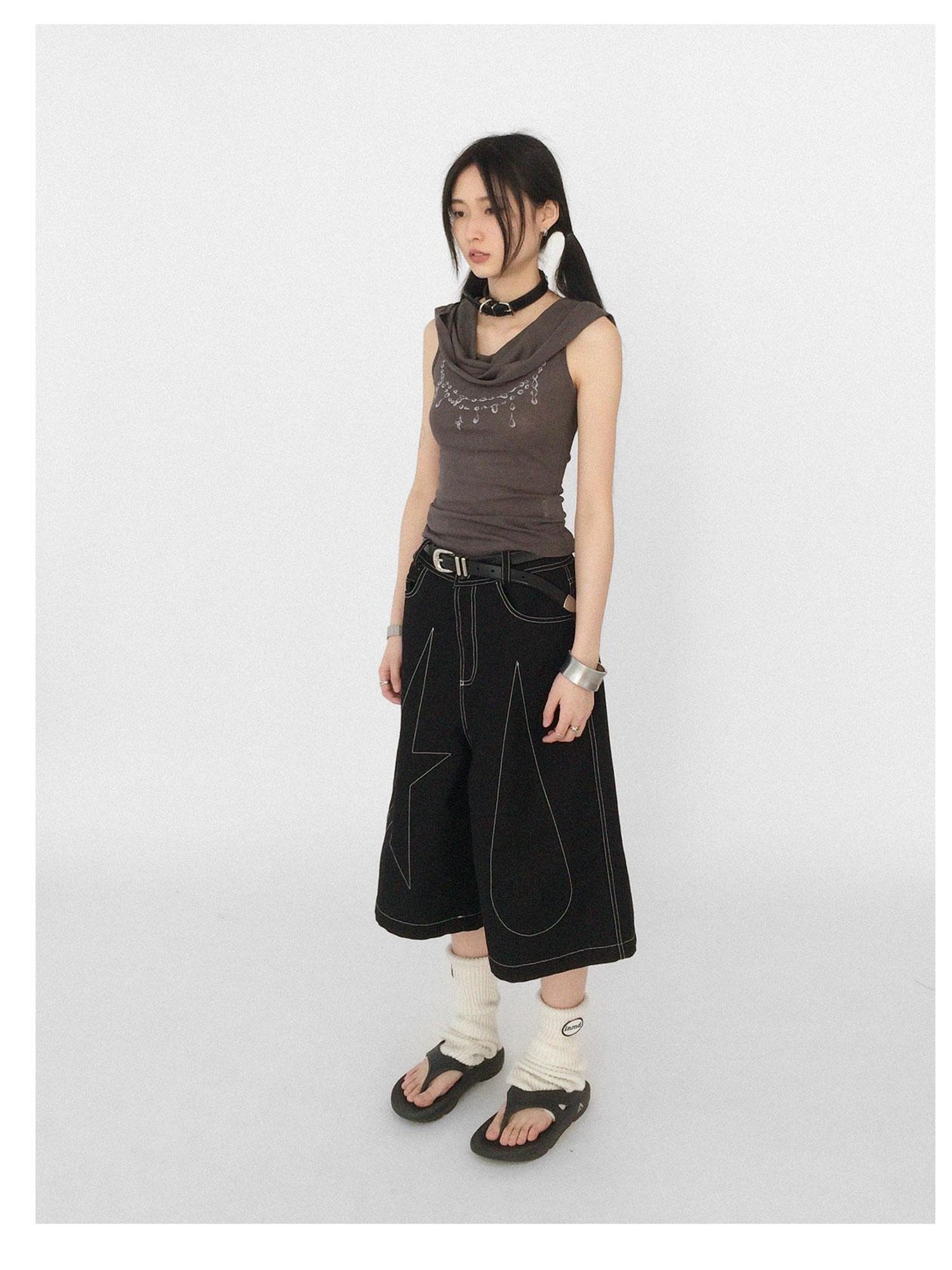 innomoood Tear Drop Hooded Dune Vest
