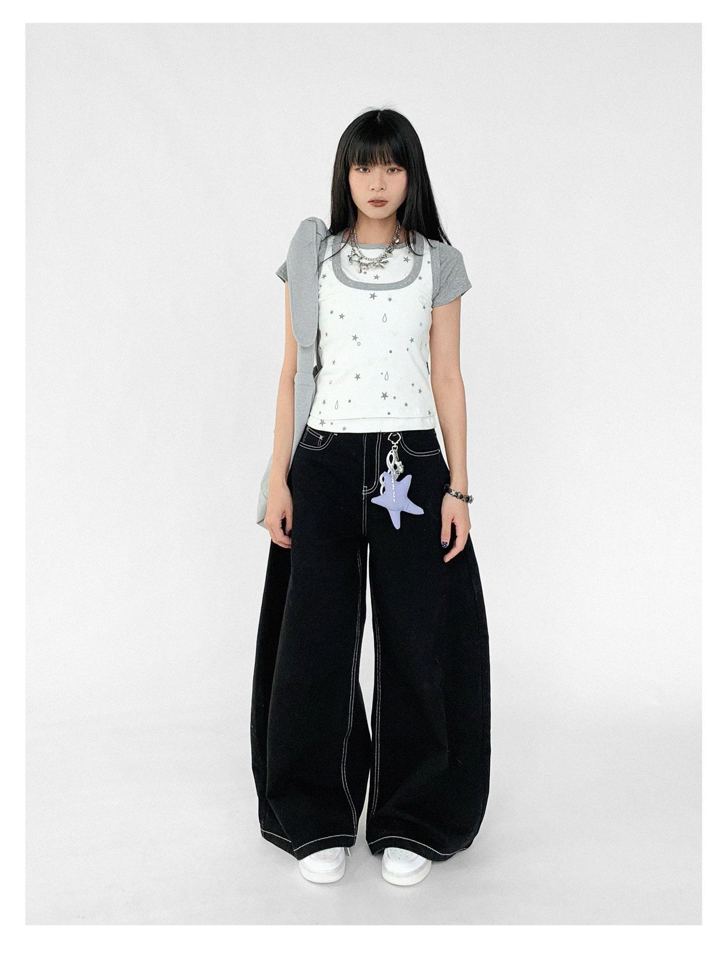 innomoood Tear Star Print Slimming Knit Vest