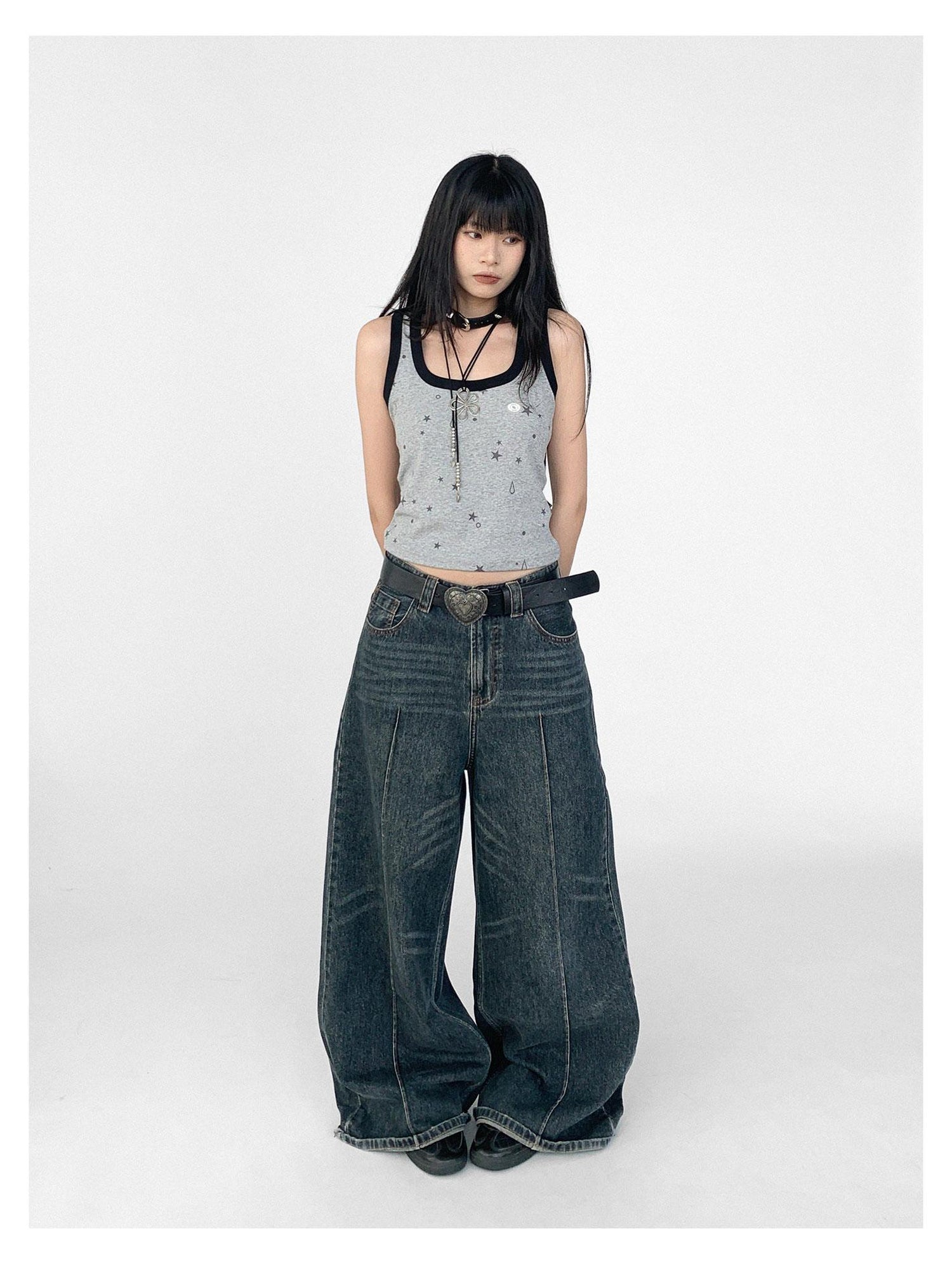 innomoood Tear Star Print Slimming Knit Vest