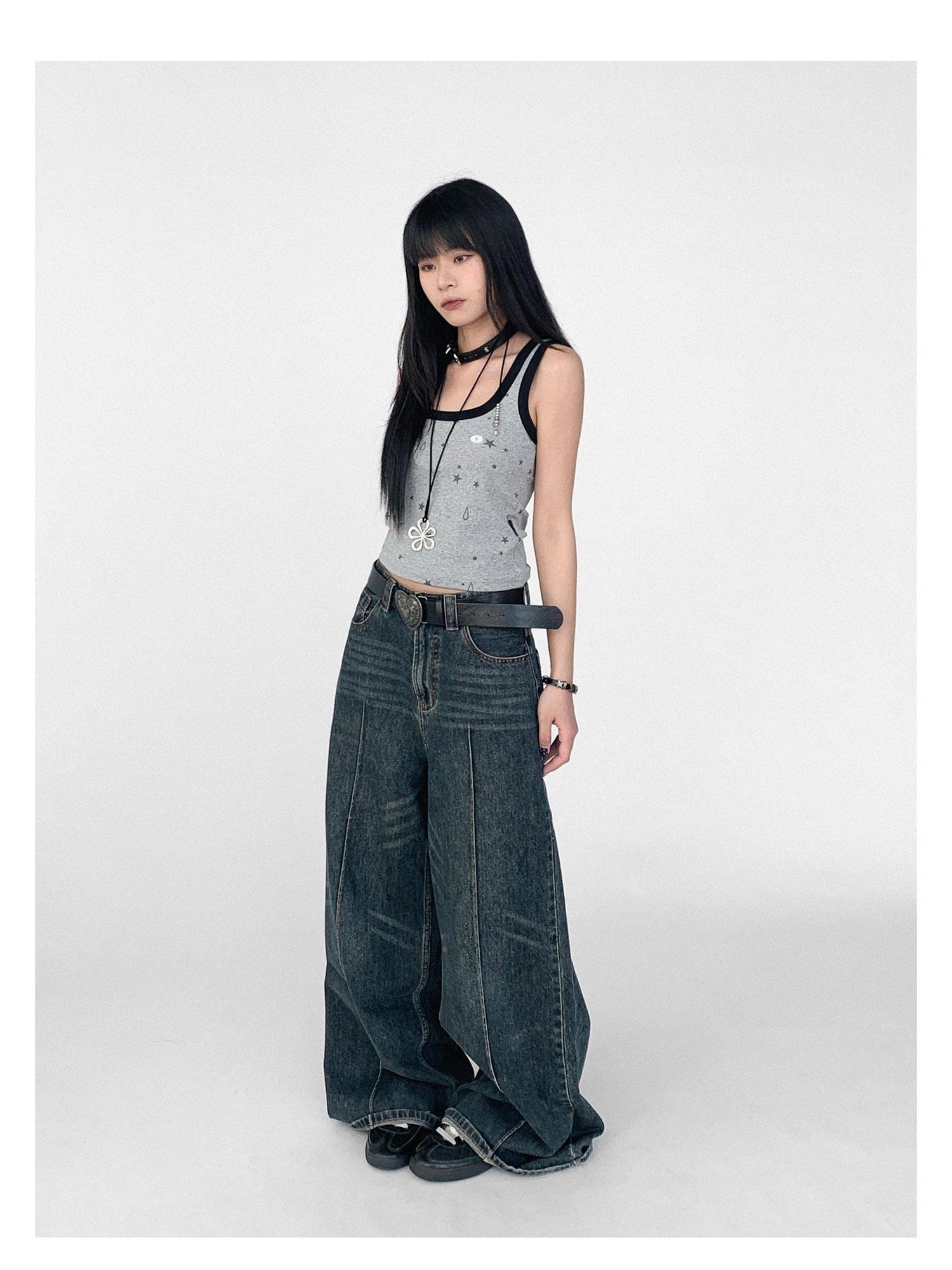 innomoood Tear Star Print Slimming Knit Vest
