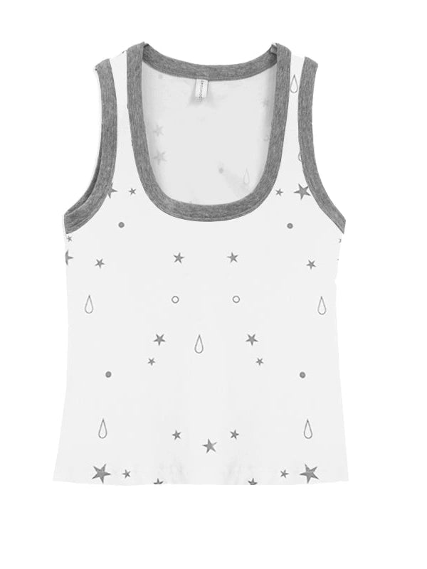 Tear Star Print Slimming Knit Vest