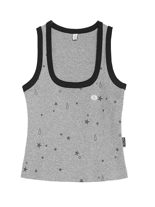 Tear Star Print Slimming Knit Vest
