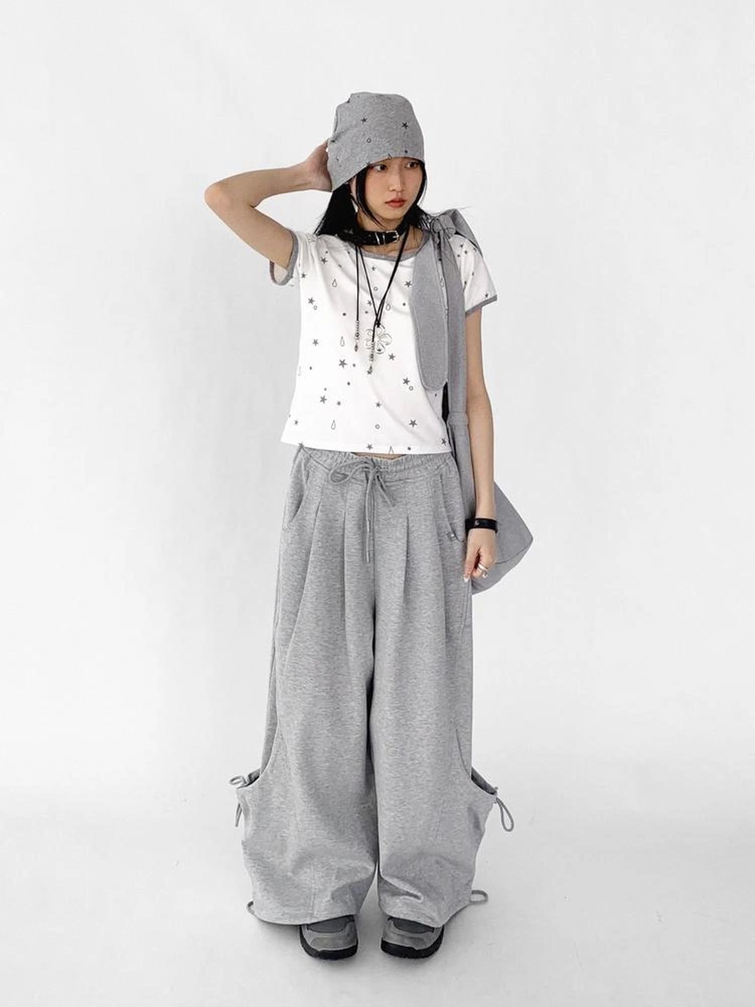 Tear Star Print Stretch Knit Tee