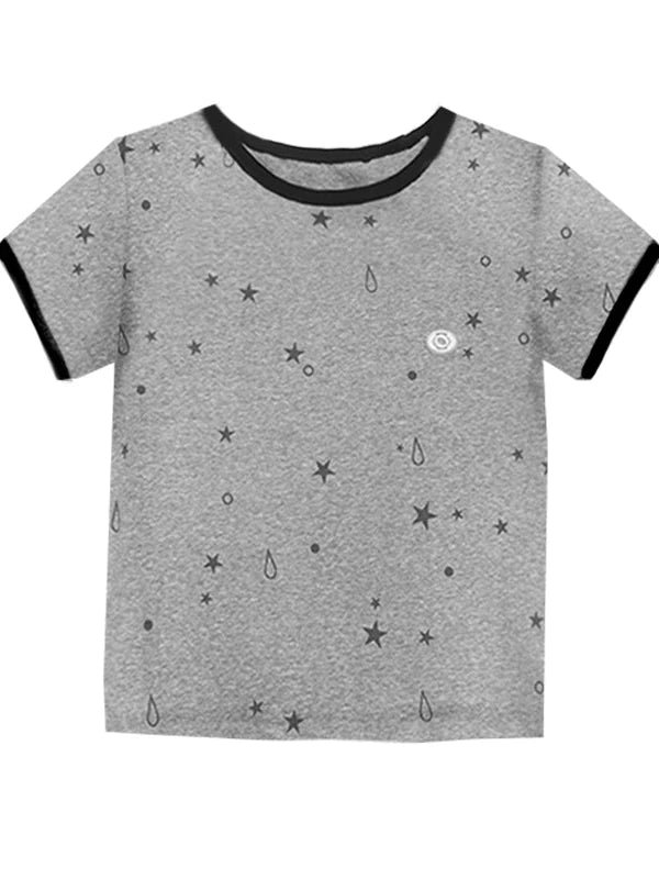 Tear Star Print Stretch Knit Tee