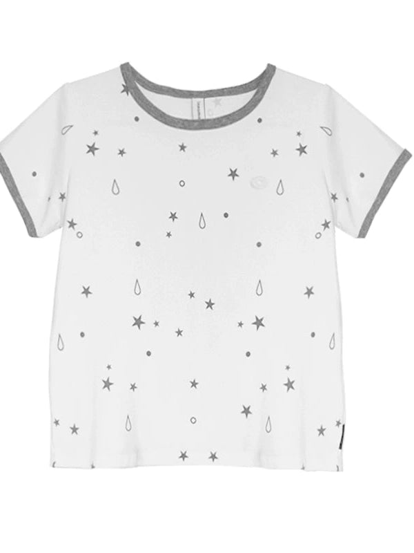 Tear Star Print Stretch Knit Tee