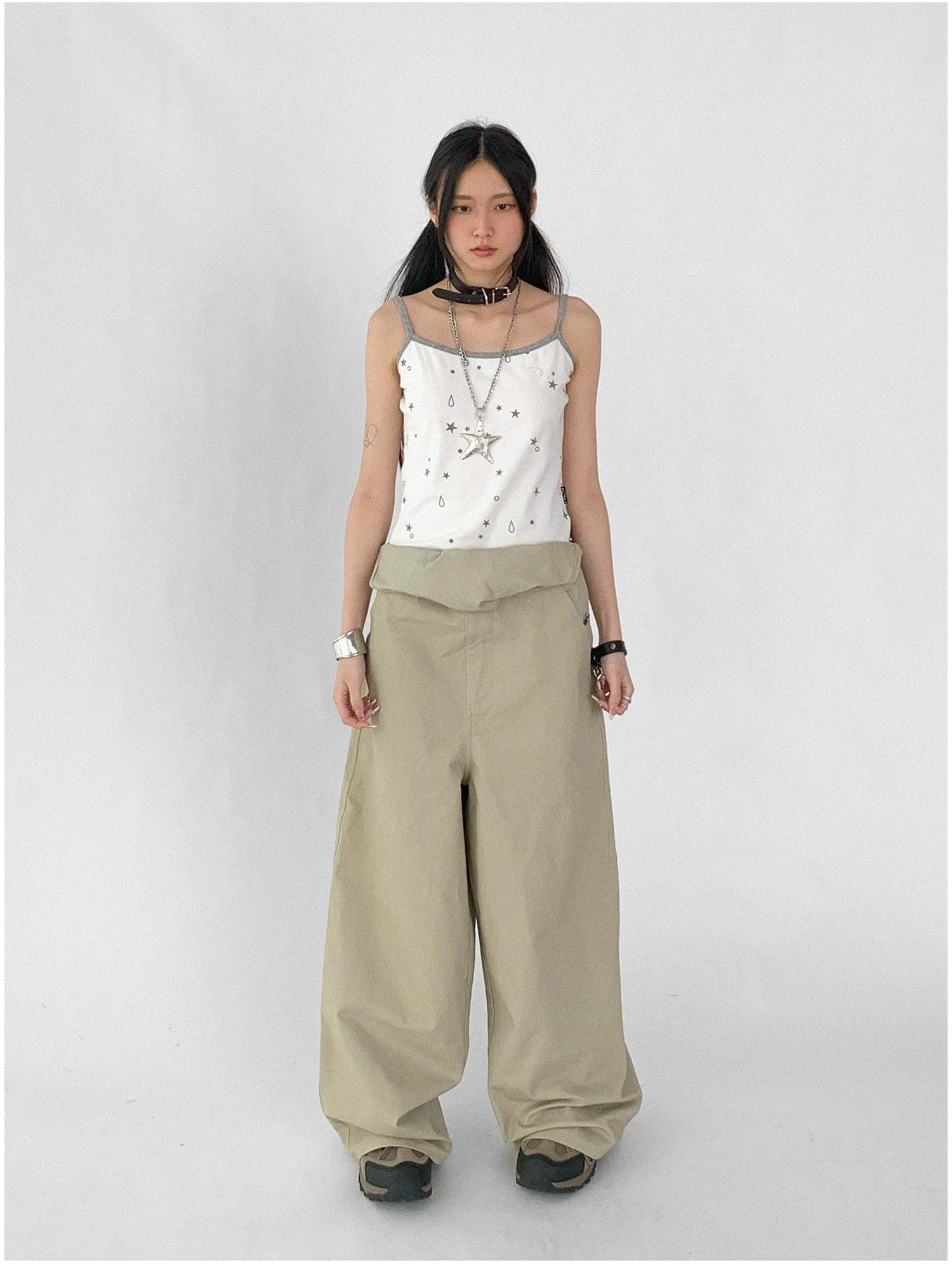 innomoood Tear Stars Raw Edge Applique Overalls