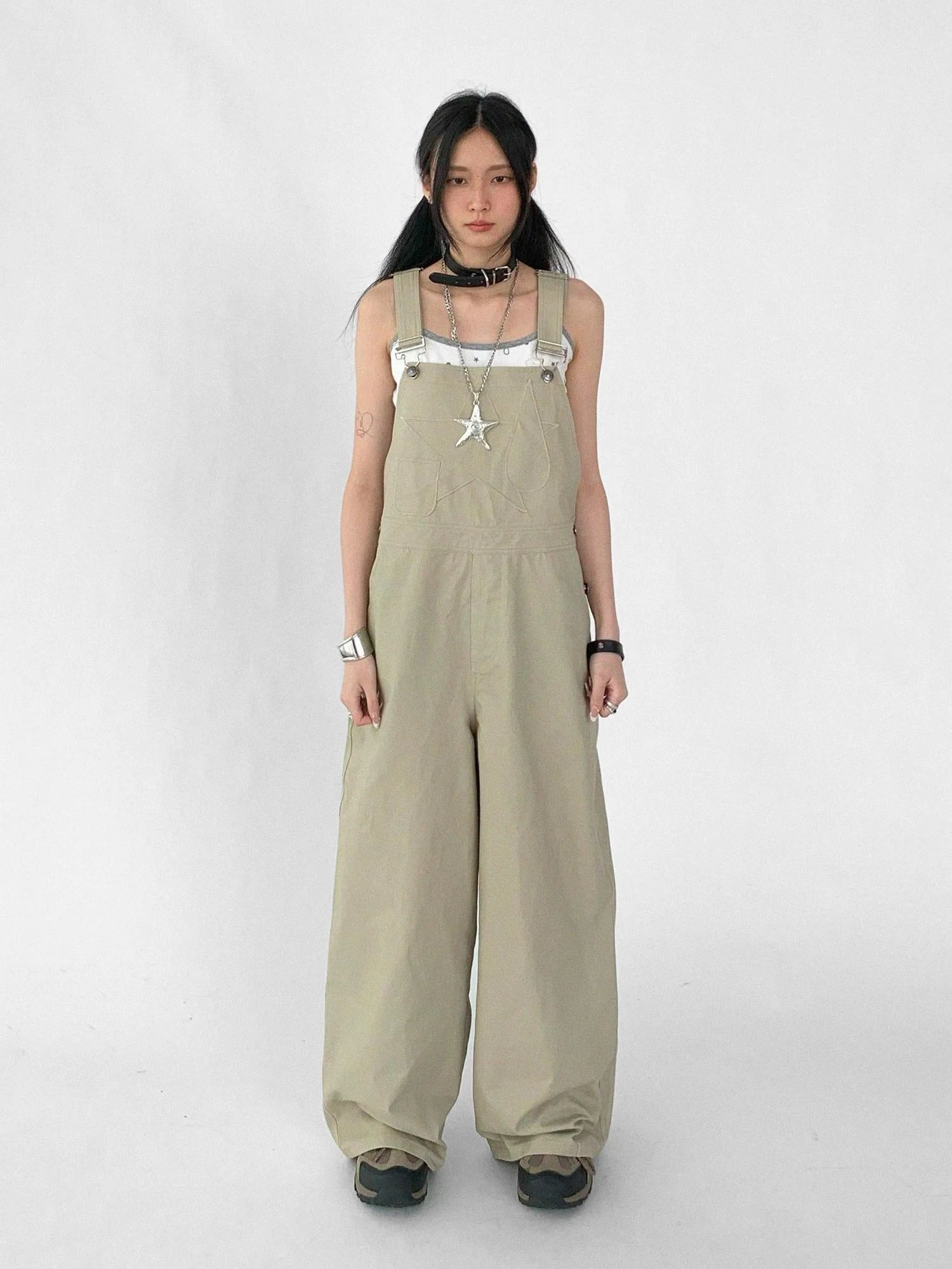 Tear Stars Raw Edge Applique Overalls