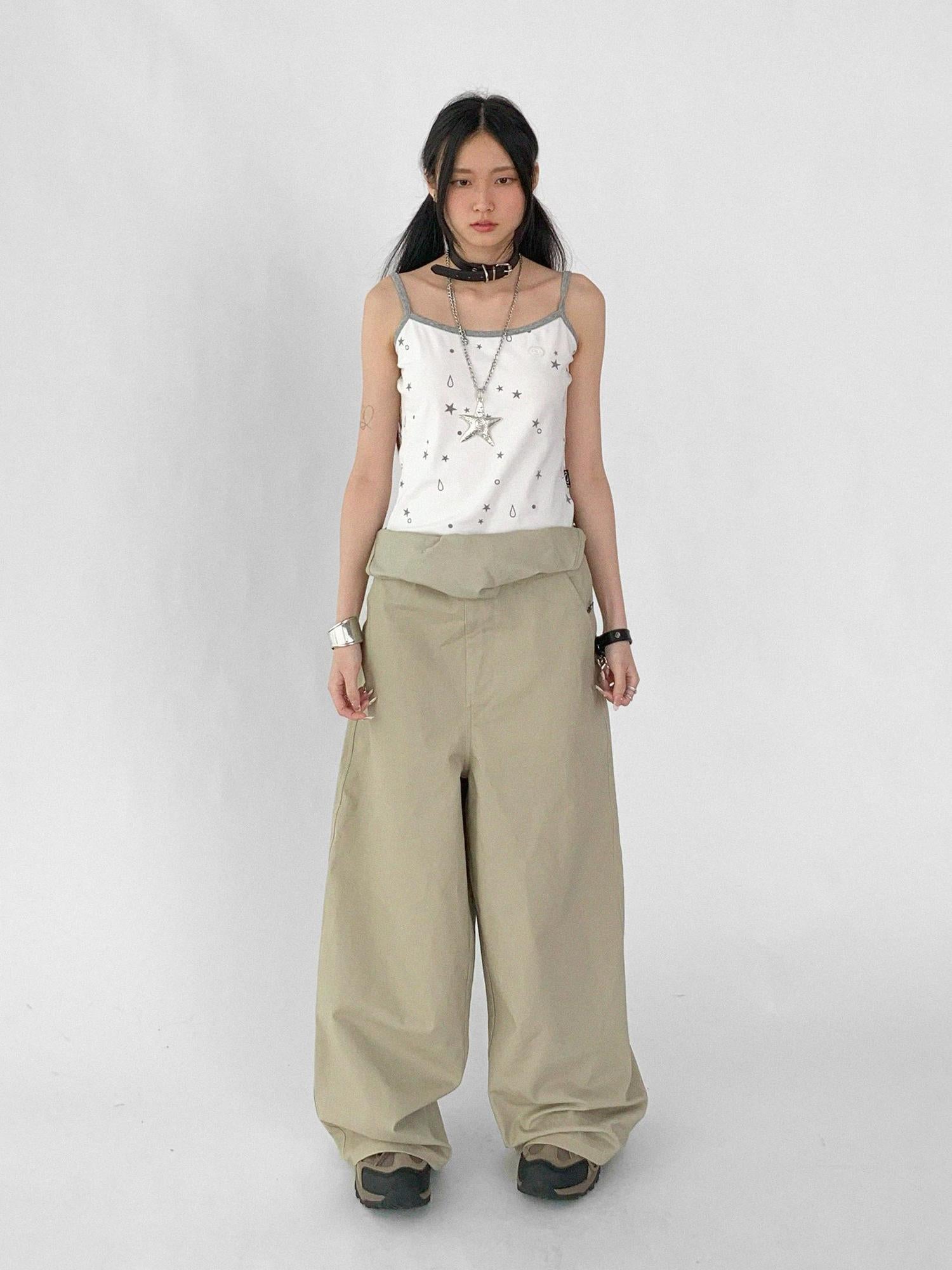 innomoood Tear Stars Raw Edge Applique Overalls