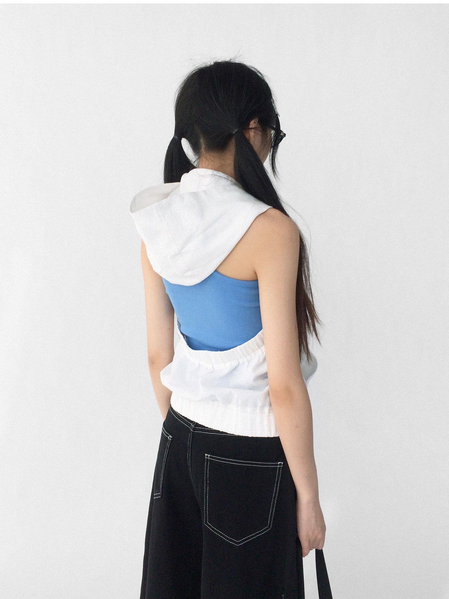 innomoood Tears Star Drop Back Open Knit Hoodie