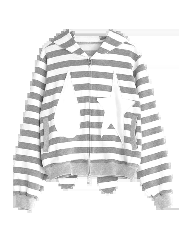 Tears Star Patchwork Hoodie With Detachable Bunny Ears