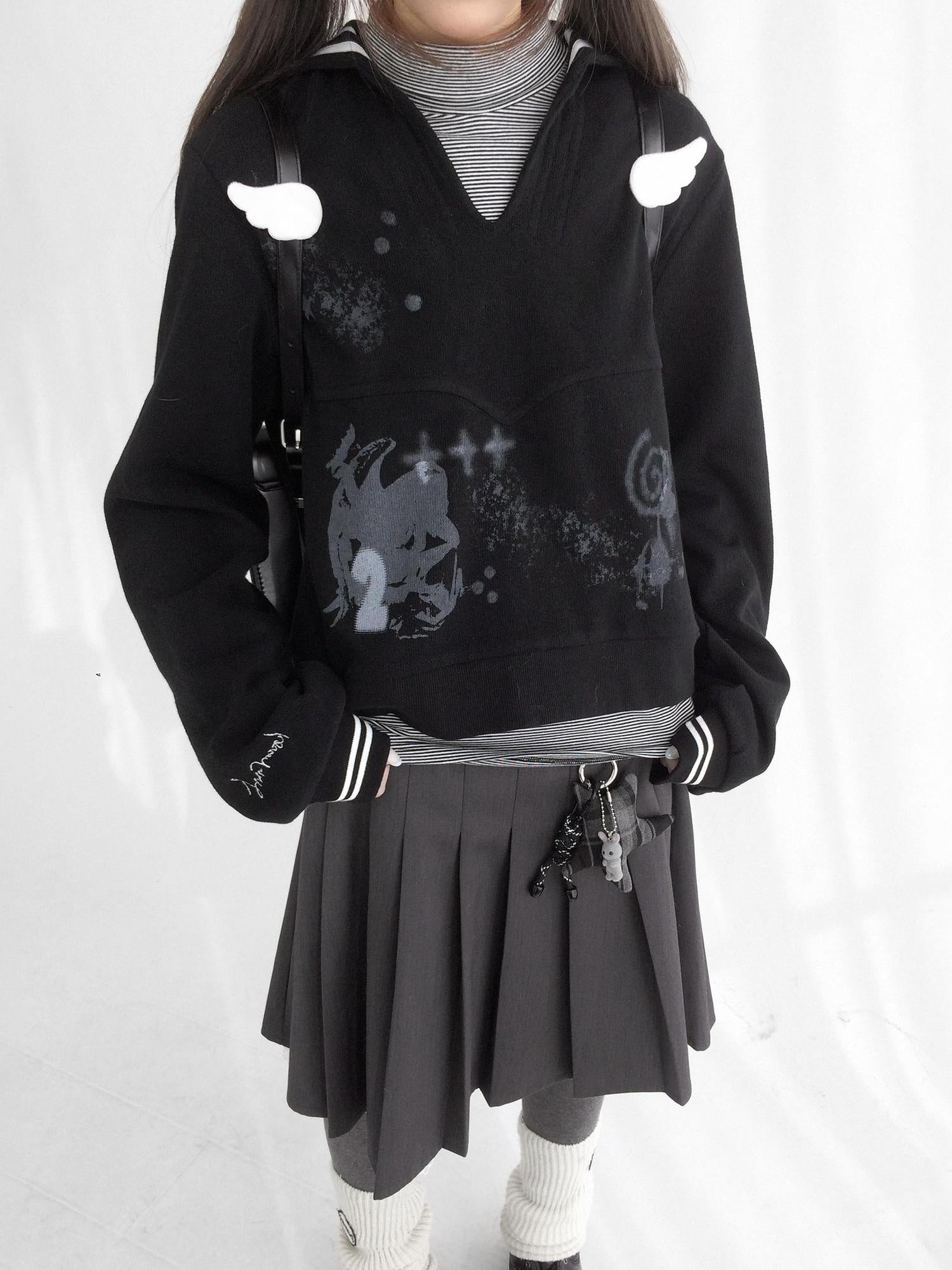 innomoood Textured Chunky Knit Oversized Cropped Crew Neck Women Office Pullover Cardigans