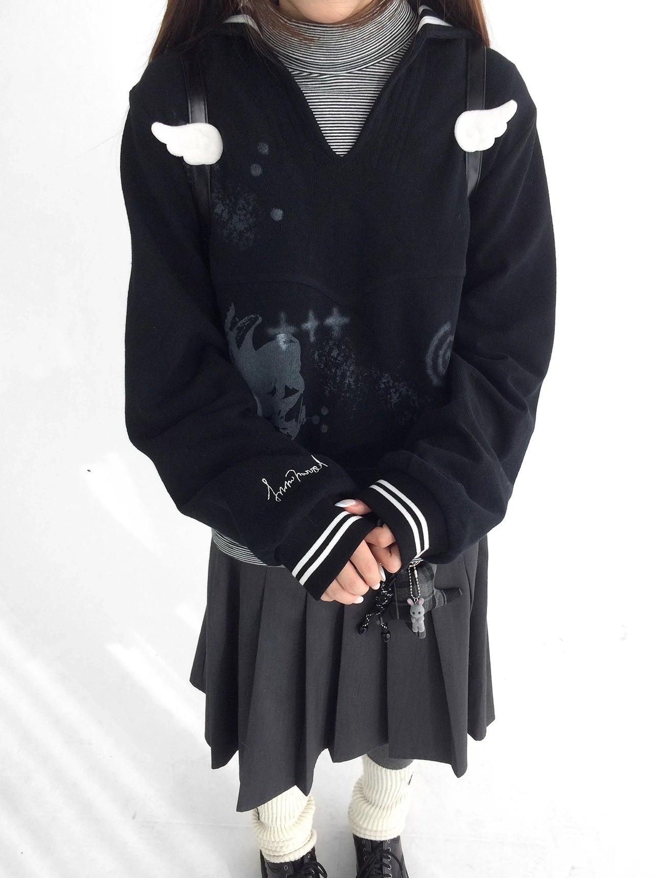 innomoood Textured Chunky Knit Oversized Cropped Crew Neck Women Office Pullover Cardigans