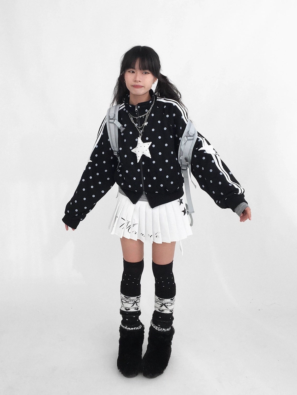 innomoood Tie Waist Pleated Preppy Mid Rise Casual Women Printed Polyester Mini Skirt