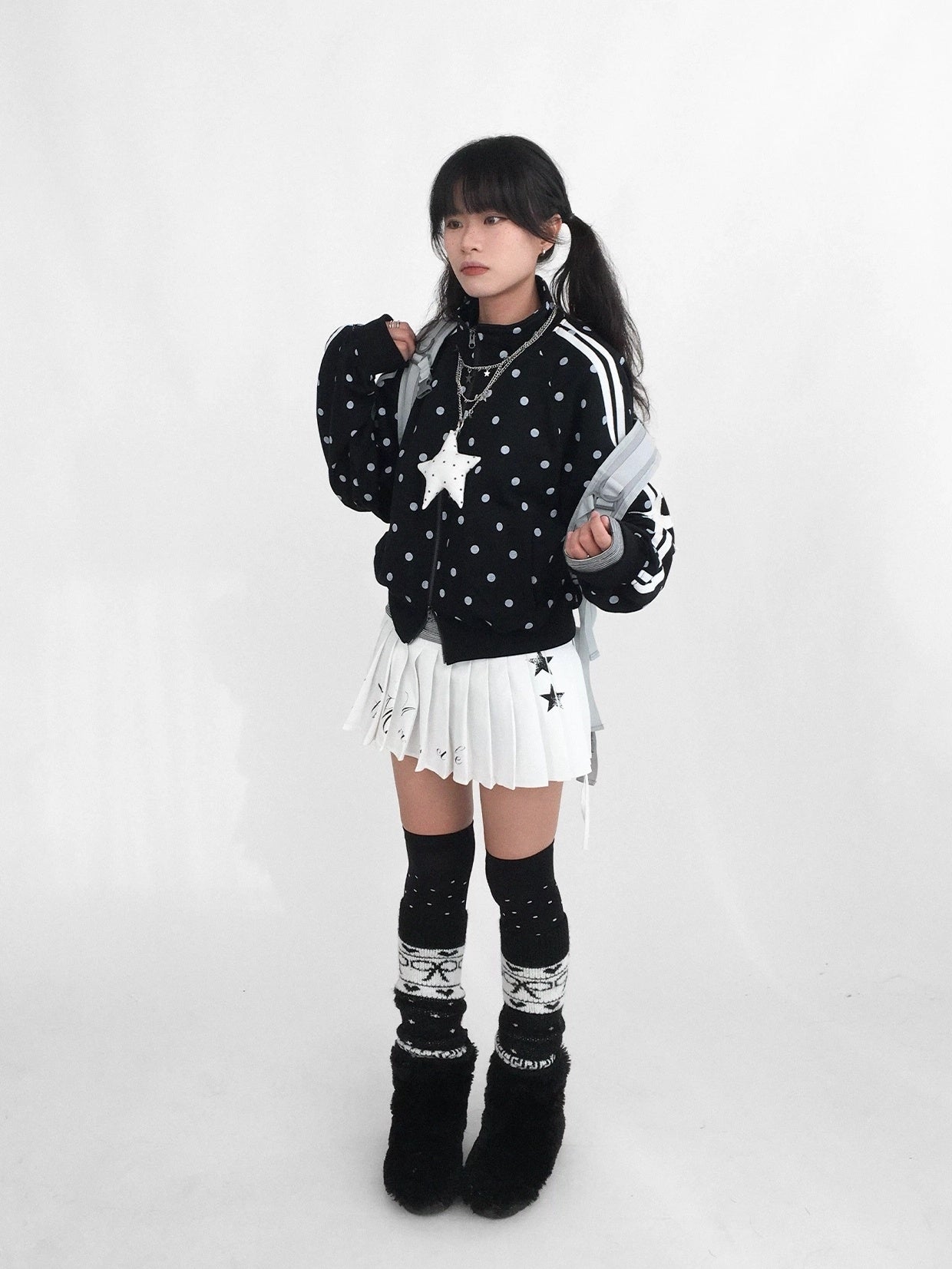 innomoood Tie Waist Pleated Preppy Mid Rise Casual Women Printed Polyester Mini Skirt