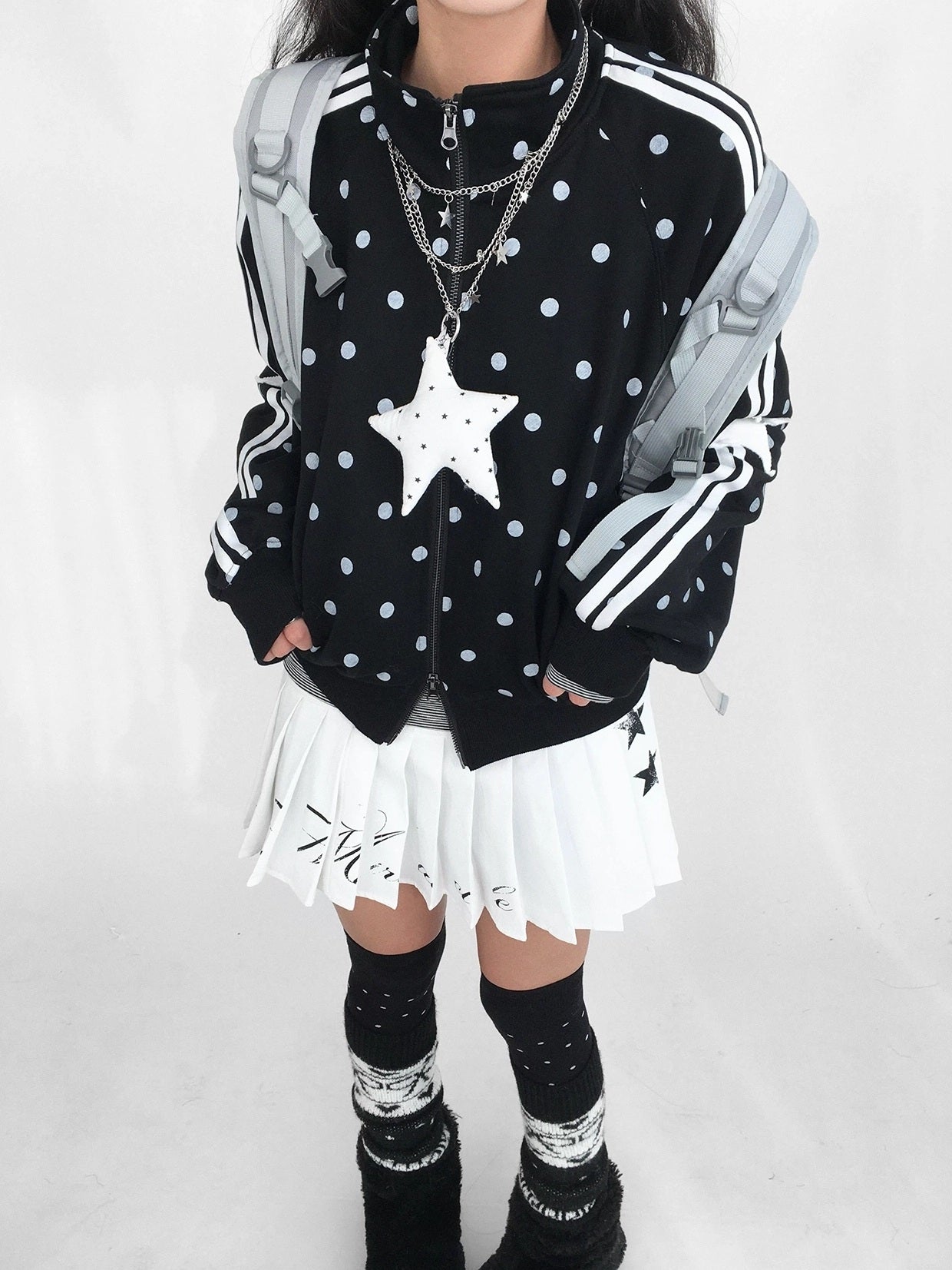 innomoood Tie Waist Pleated Preppy Mid Rise Casual Women Printed Polyester Mini Skirt