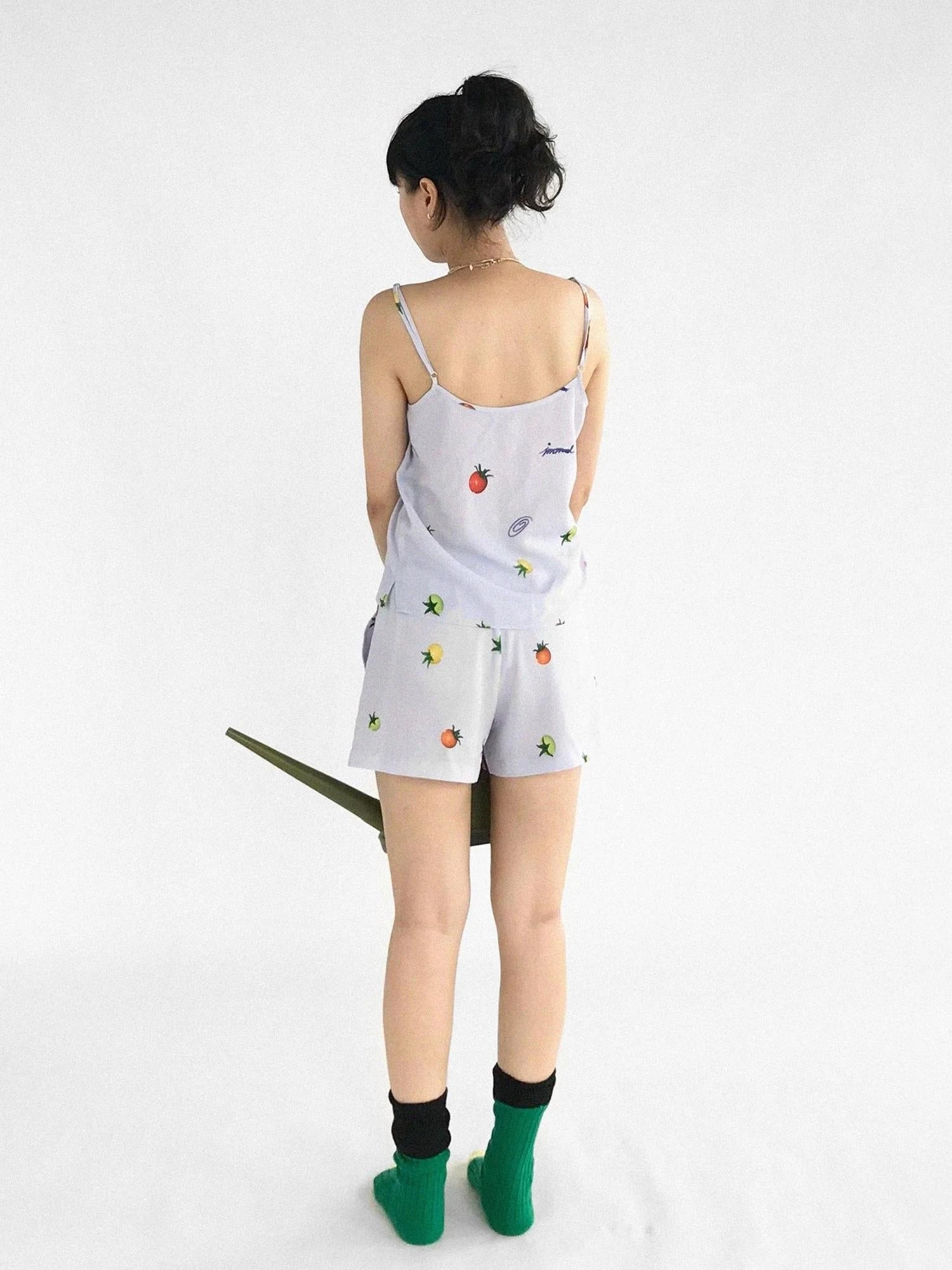 Tomato Print 3D Pajama Set Short Sleeve Shorts Homewear Summer