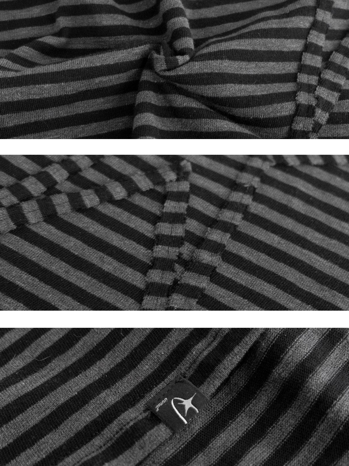 innomoood Tone On Tone Striped Star Hooded Women&