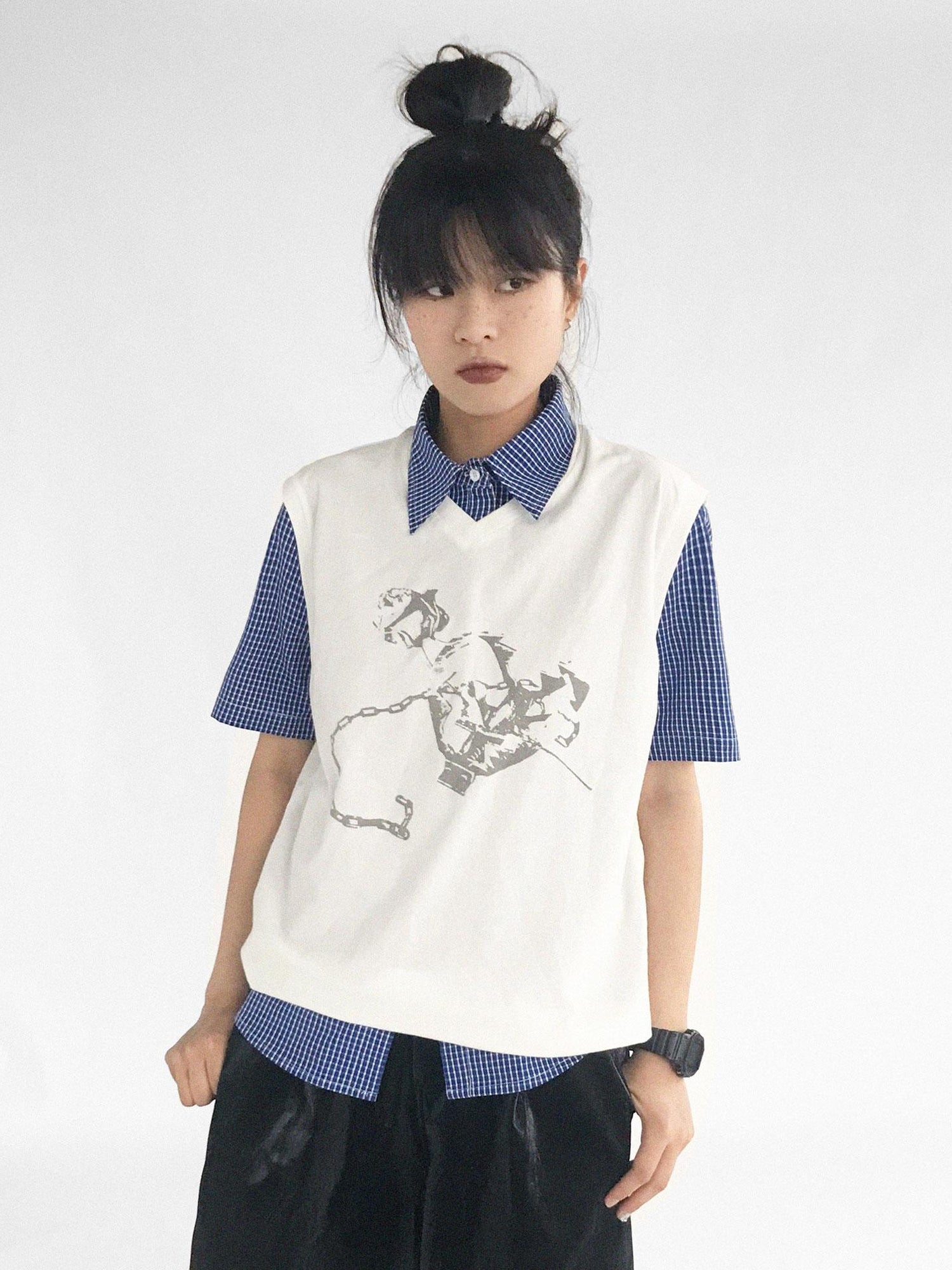 innomoood Trap Love Sleeveless Tank Top With Anti Exposure Design