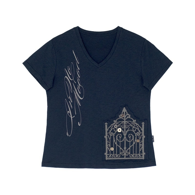 innomoood_V-neck_Cross_Embroidery_Print_Women&