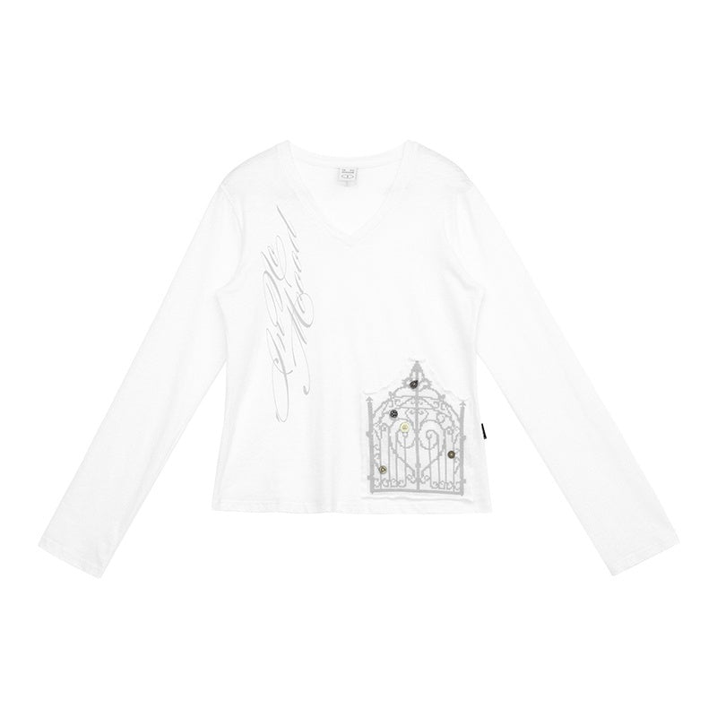 innomoood_V-neck_Print_Cross_Embroidery_Women&