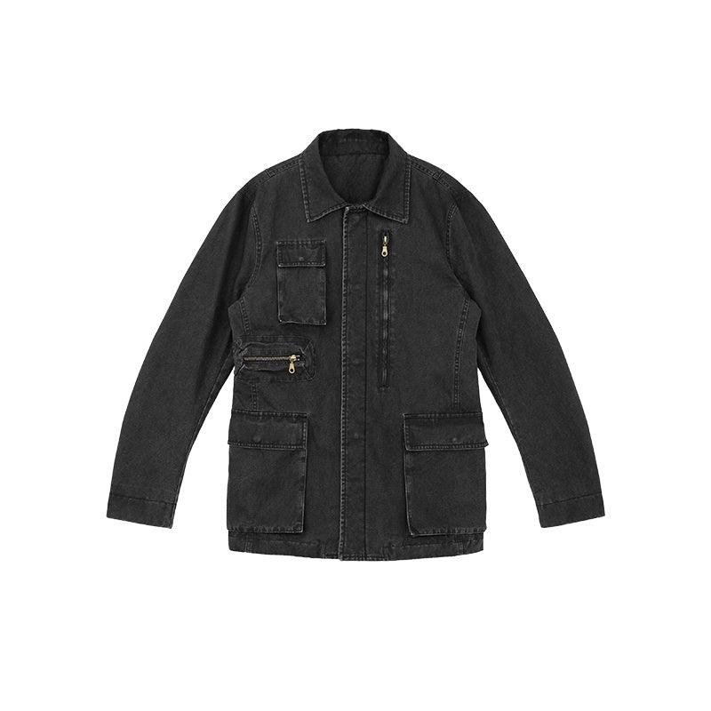 innomoood_Versatile_Commuter_Polo_Collar_Single_Button_Washed_Black_Women_Puffer_Jacket_MISSTT