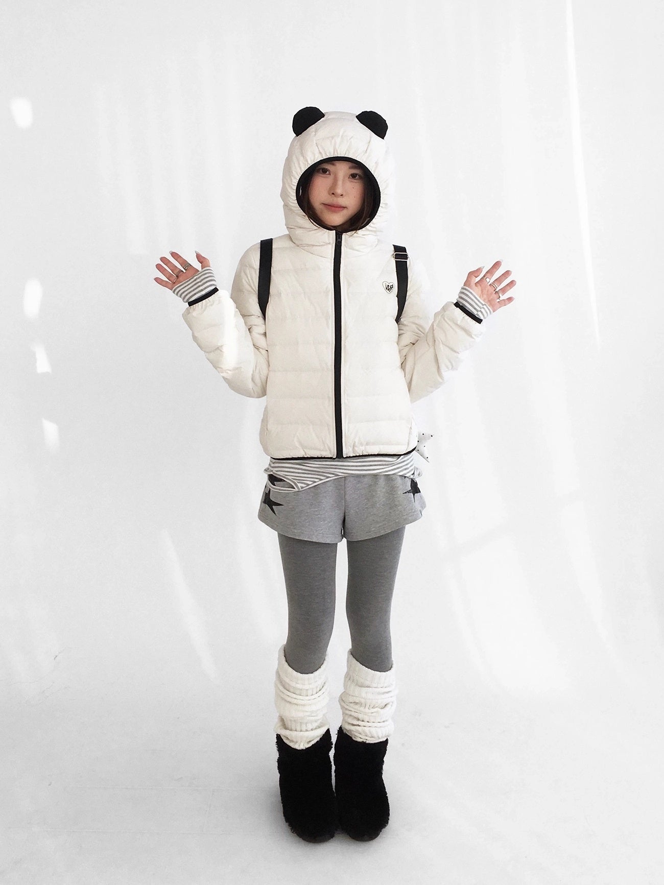 innomoood Versatile Star Gray Casual Straight Cut Natural Waist Women Shorts Short