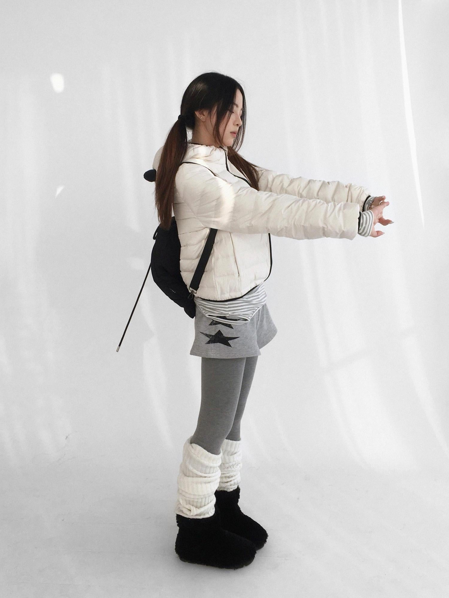 innomoood Versatile Star Gray Casual Straight Cut Natural Waist Women Shorts Short