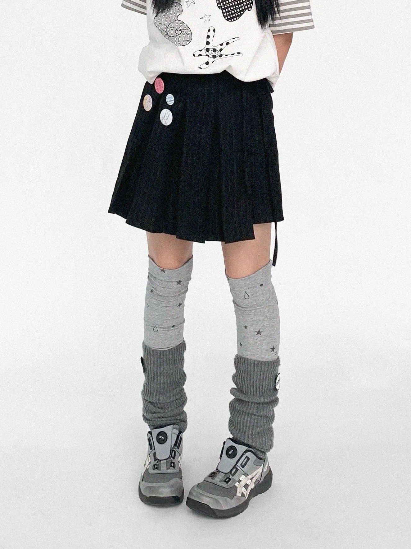 innomoood Vertical Stripe Pleated Tie Layered Women&