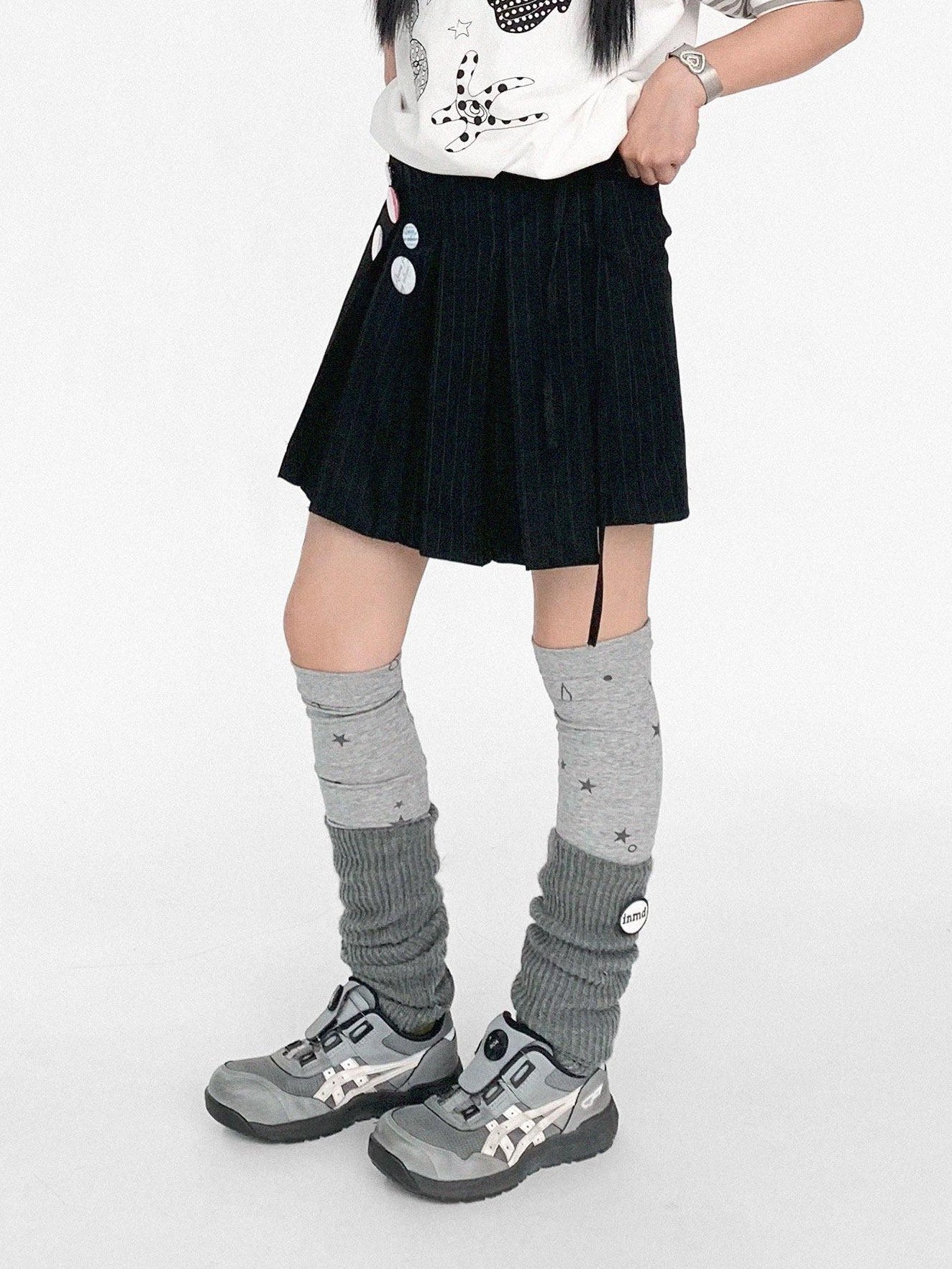 innomoood Vertical Stripe Pleated Tie Layered Women&